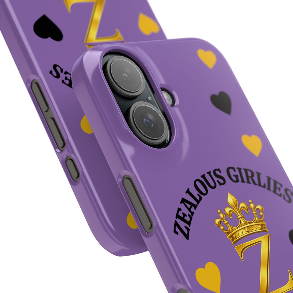 Zealous Girlies 'Z' Crown Slim Phone Case — Purple & Gold Heart Design Printify