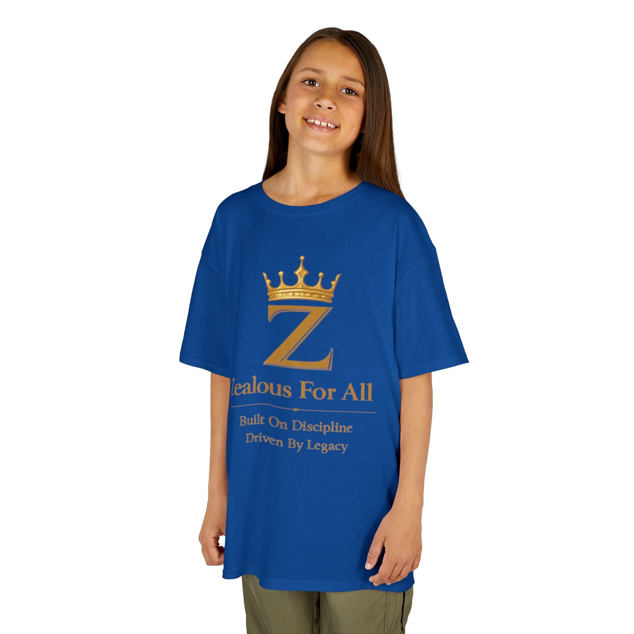 Kids Zealous For All T-Shirt Drop 01 — Gold Logo Kids Tee Printify
