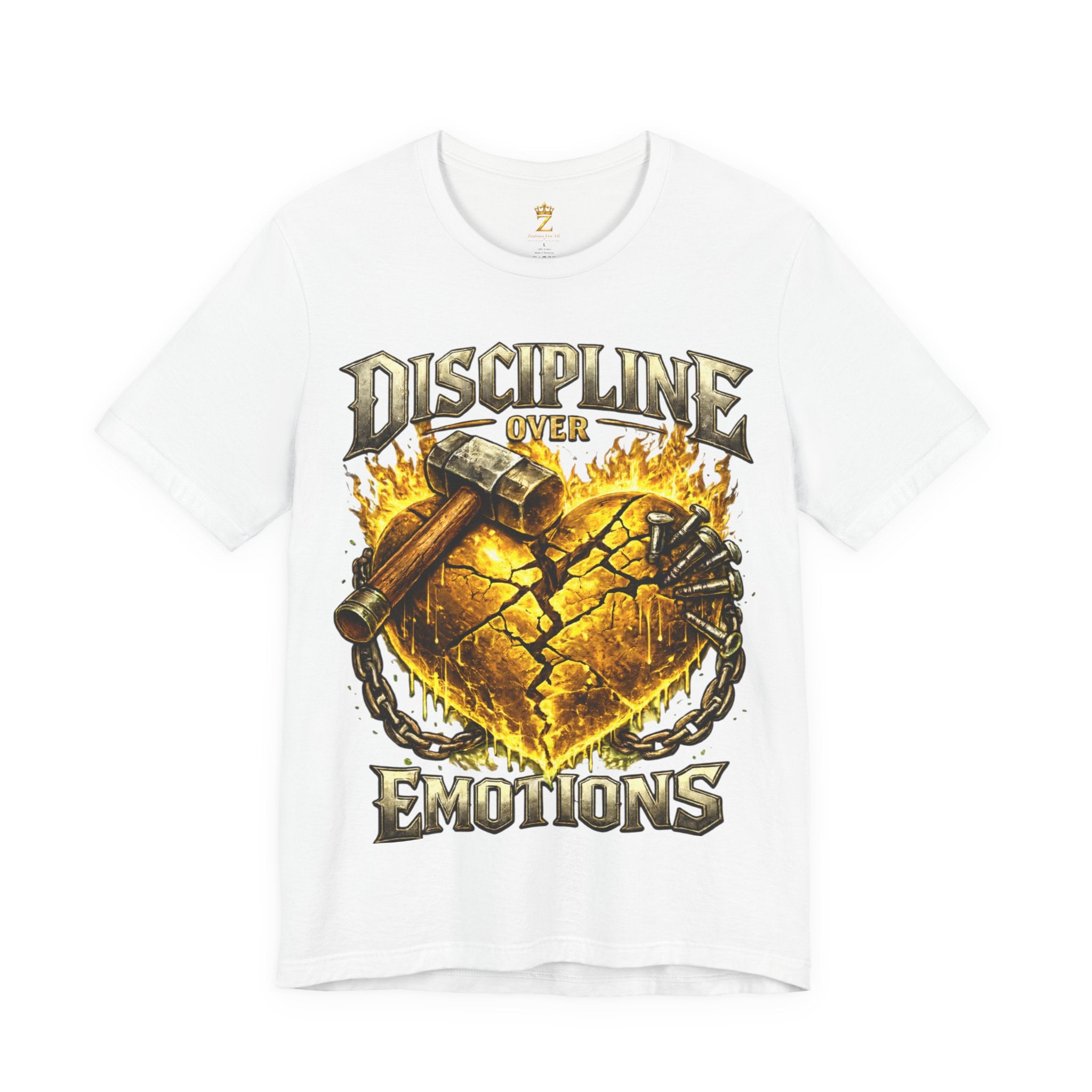 Discipline Over Emotions Premium Graphic T-Shirt (Gold Heart) Printify