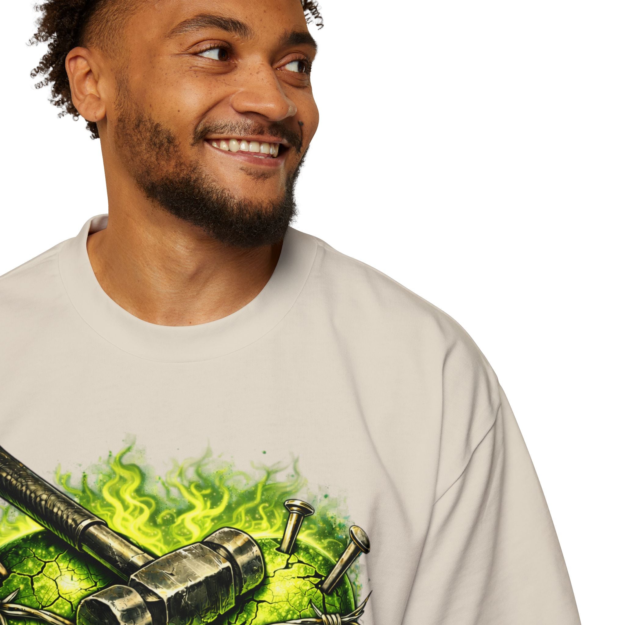 Oversized Discipline Over Emotions Graphic Tee (Green Heart) Printify