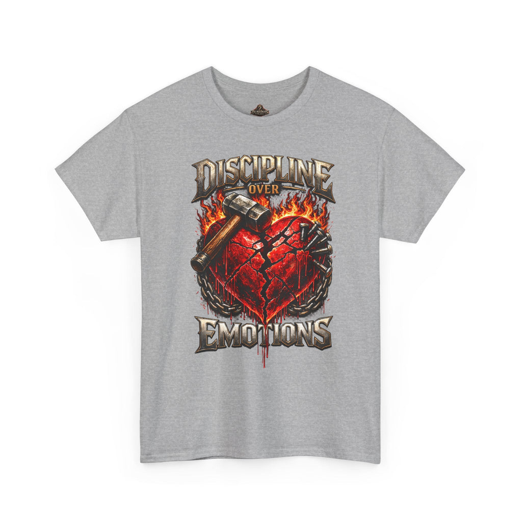 Discipline Over Emotions Graphic T-Shirt (Red Heart) Printify