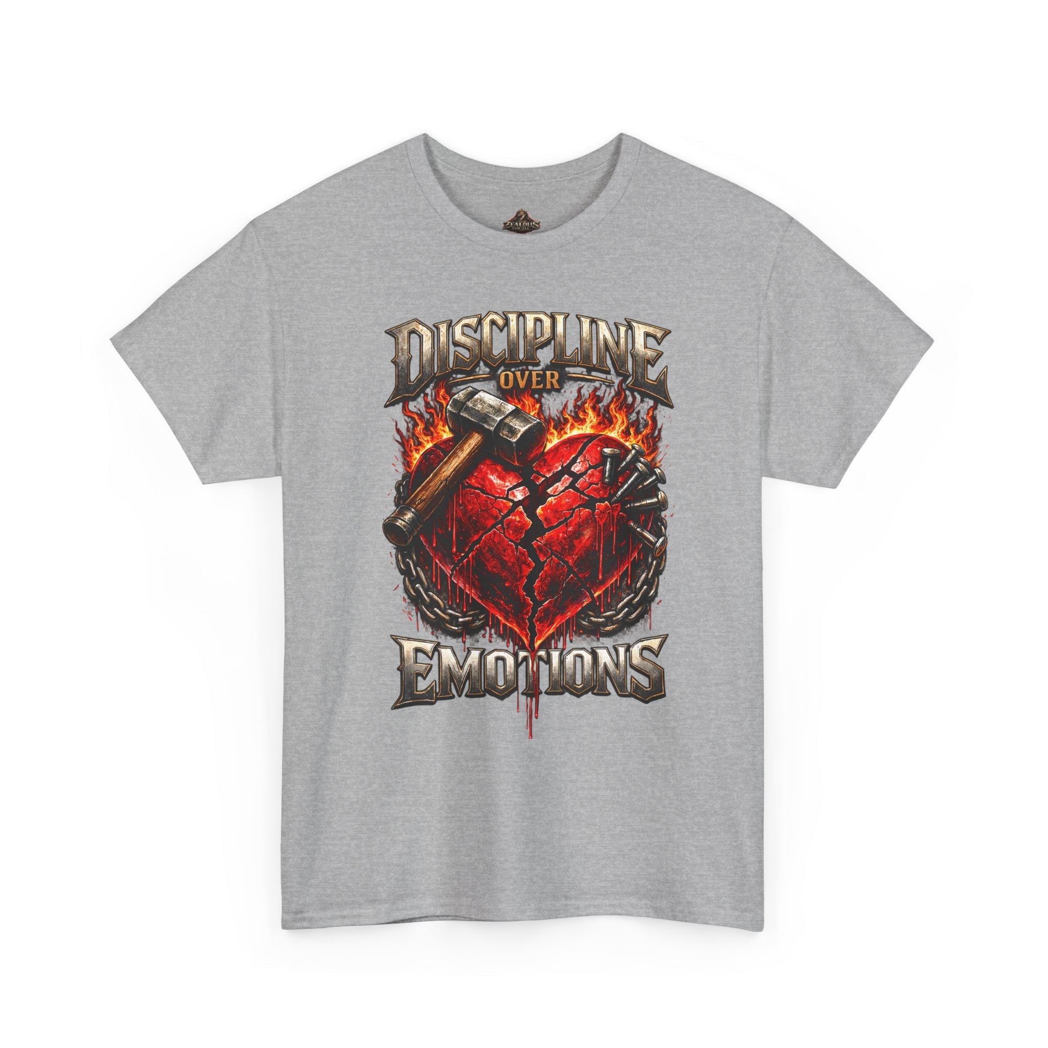 Discipline Over Emotions Graphic T-Shirt (Red Heart) Printify