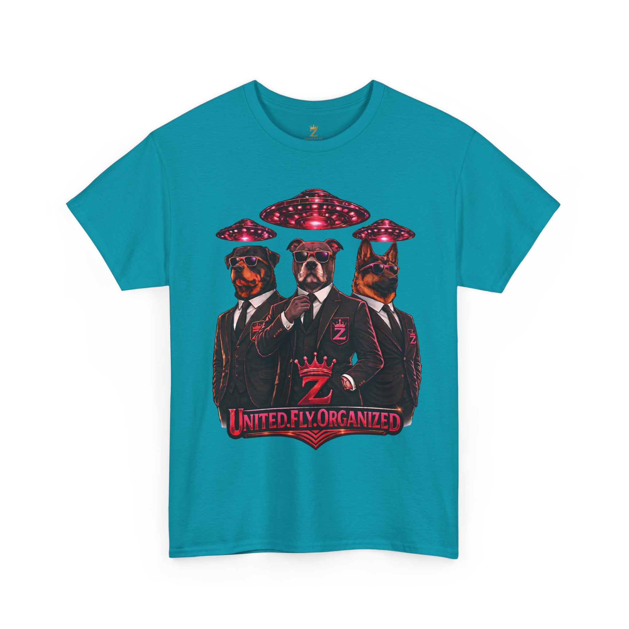 Adult "United. Fly. Organized." Graphic Tee (Hot Pink) Printify