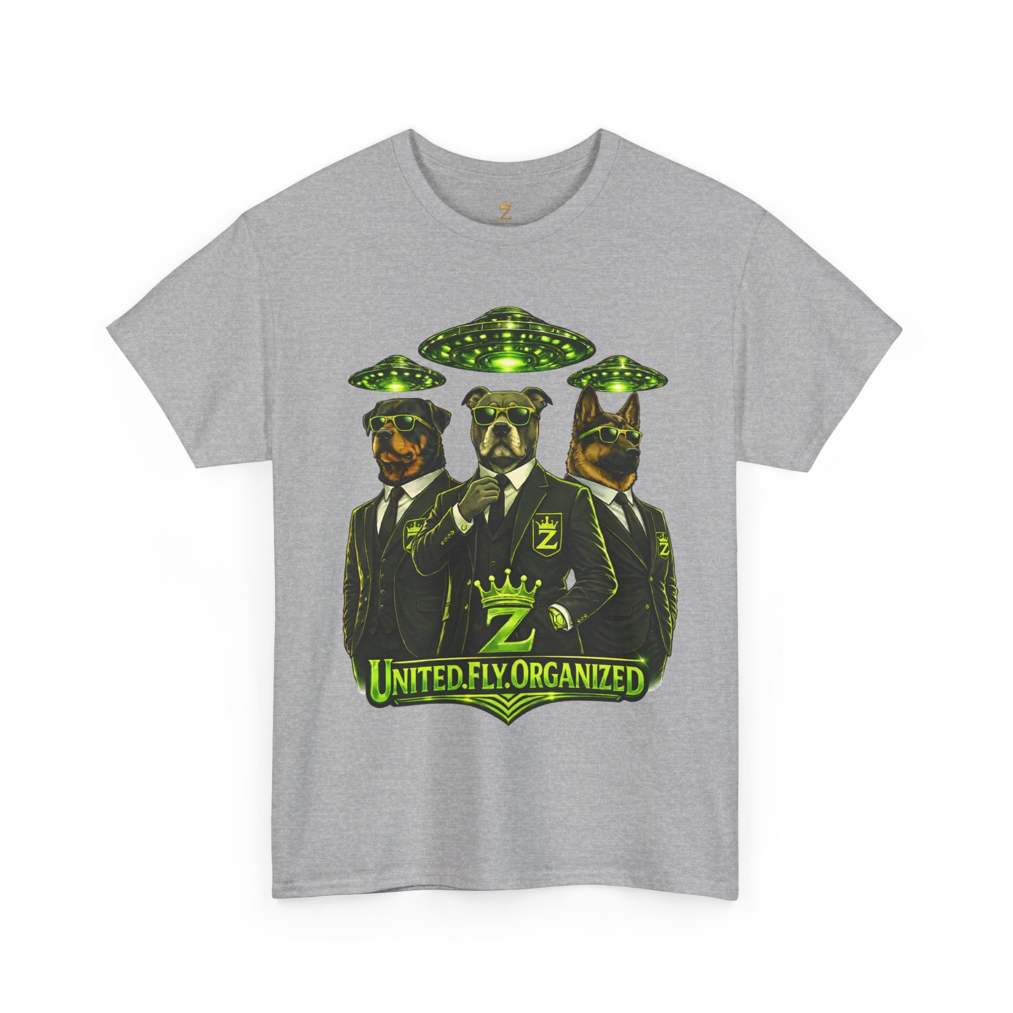 Adult "United. Fly. Organized." Graphic Tee (Lime Green) Printify