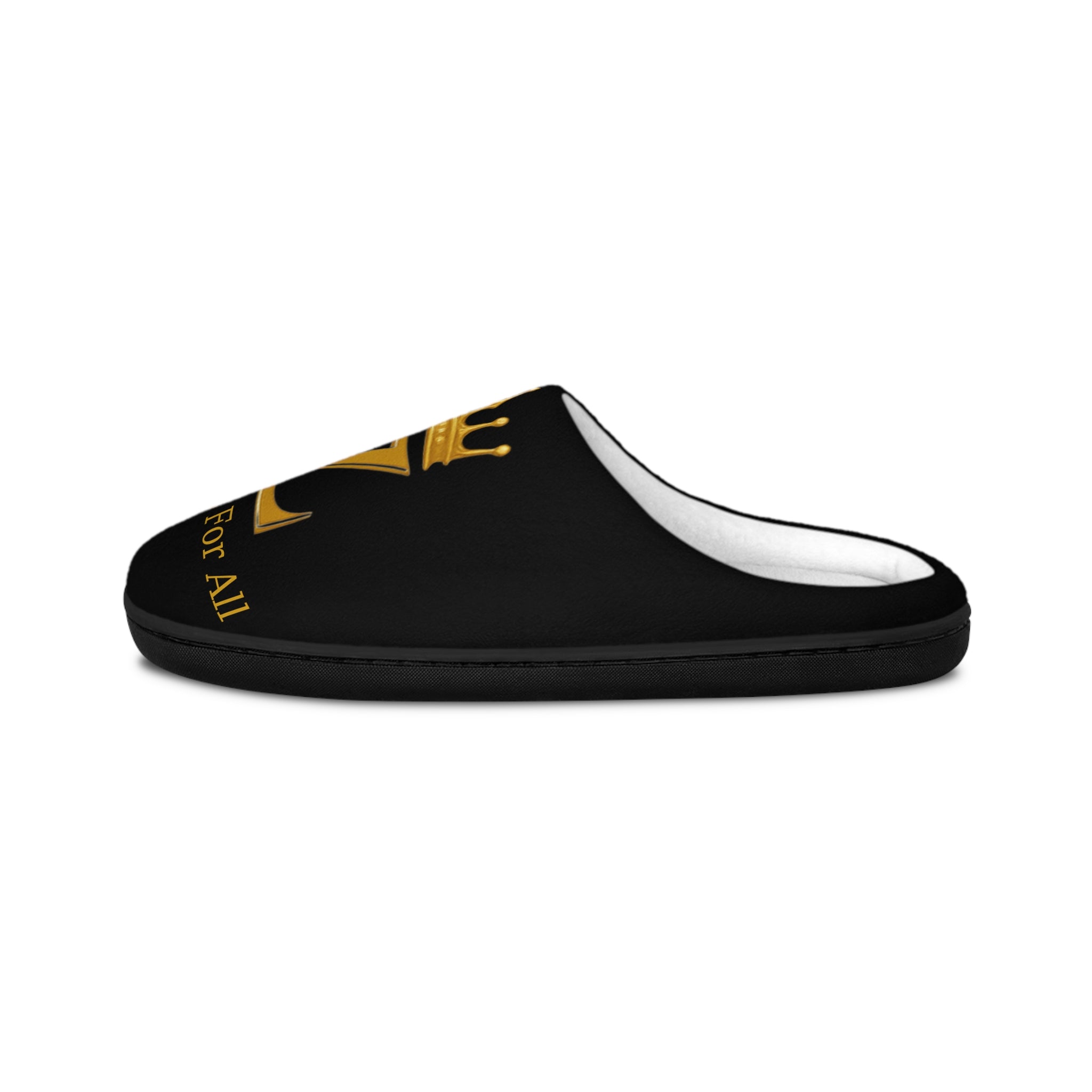 Z Crown Men's Indoor Slippers — Black & Gold Cozy House Slides Printify