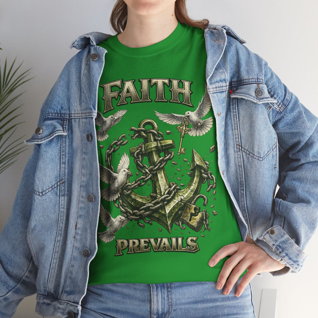 Adult Faith Prevails Anchor T-Shirt (Green Anchor) Printify