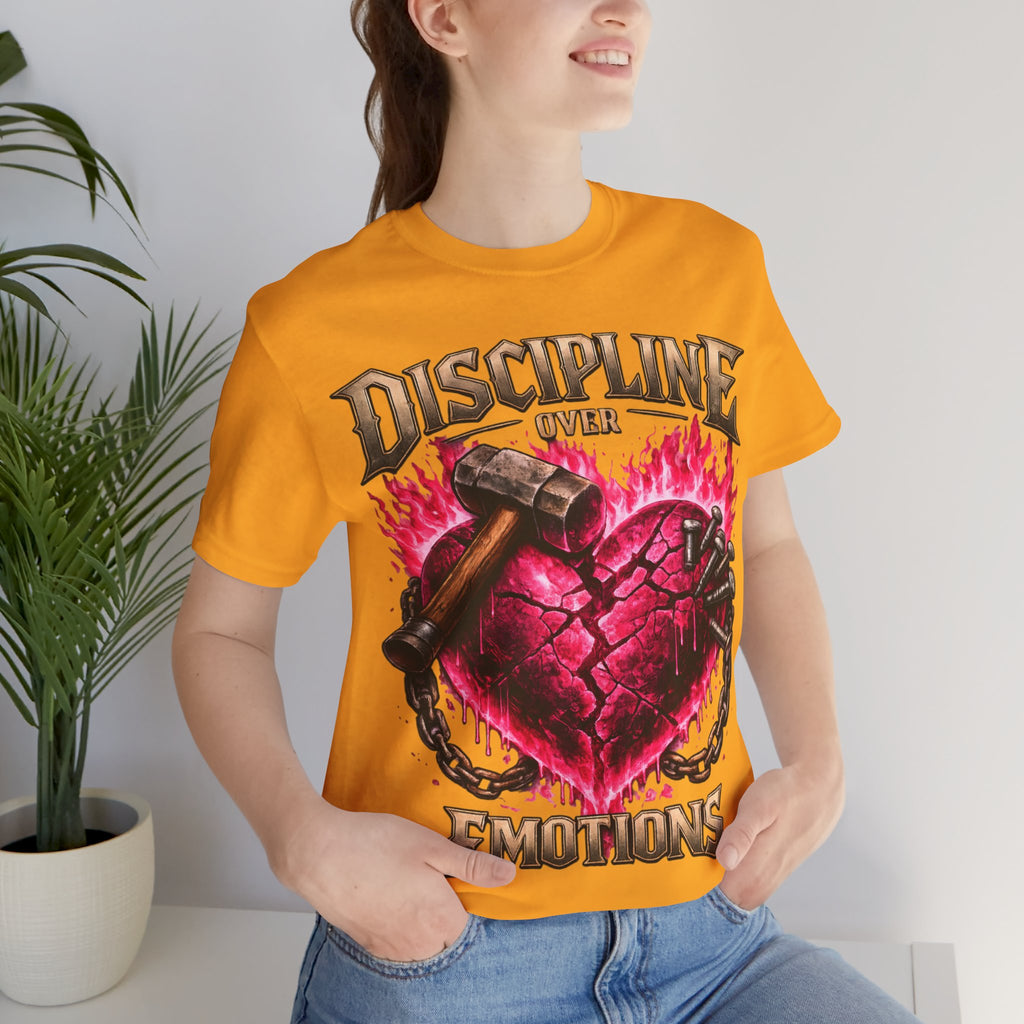Discipline Over Emotions Premium Graphic T-Shirt (Hot Pink Heart) Printify