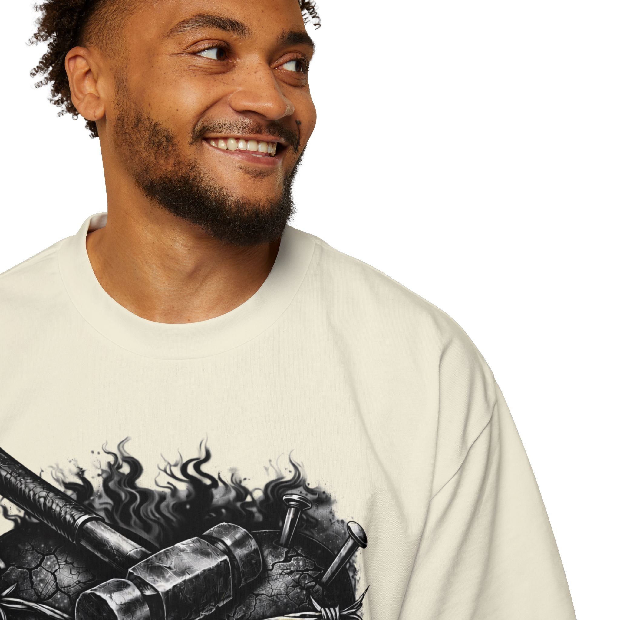 Oversized Discipline Over Emotions Graphic Tee (Black Heart) Printify