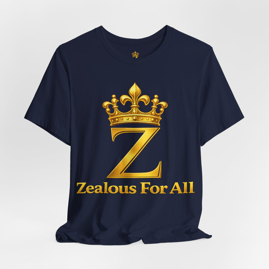 Unisex Zealous For All T-Shirt (Gold Logo) Printify