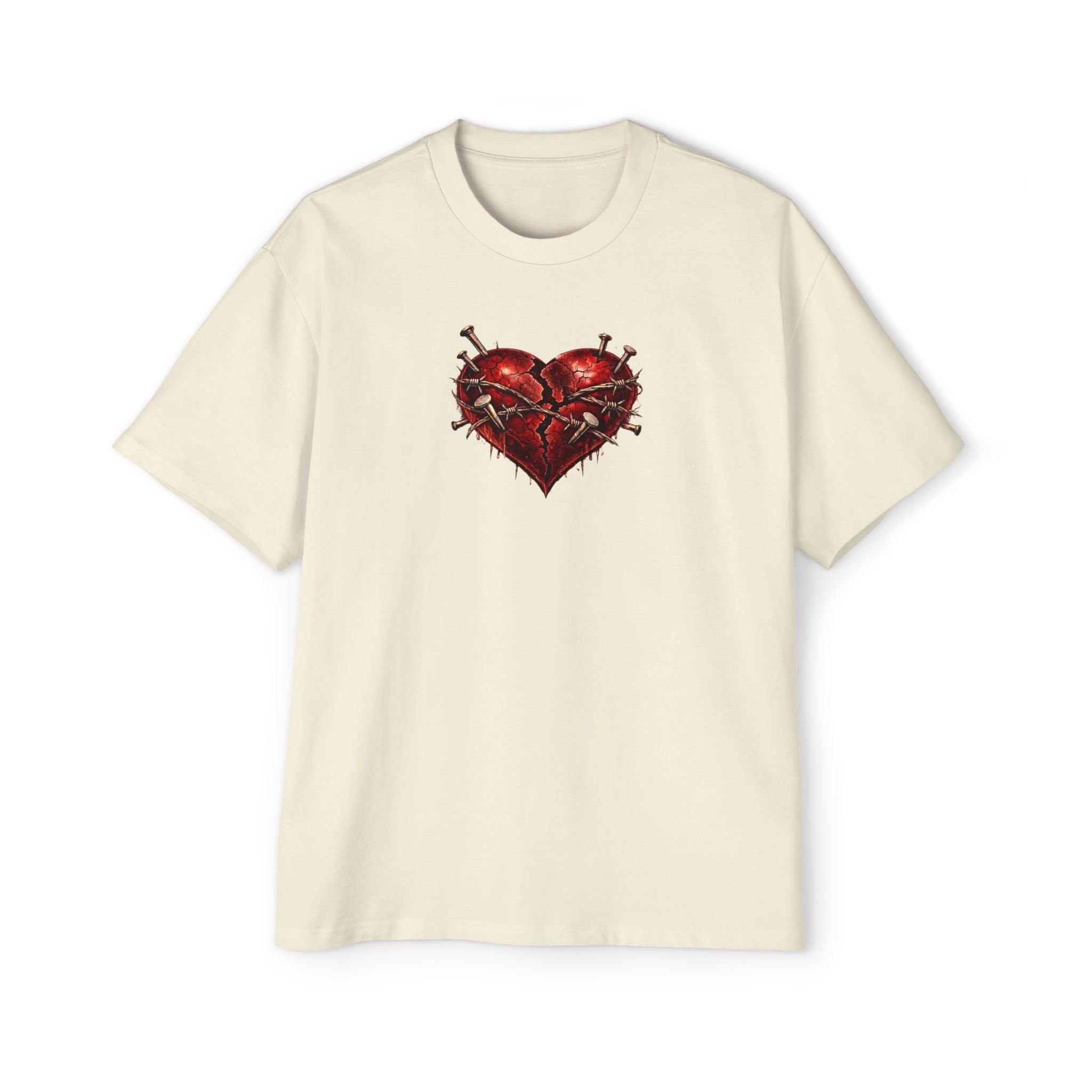 Oversized Discipline Over Emotions (Back) Graphic Tee (Red Heart) Printify