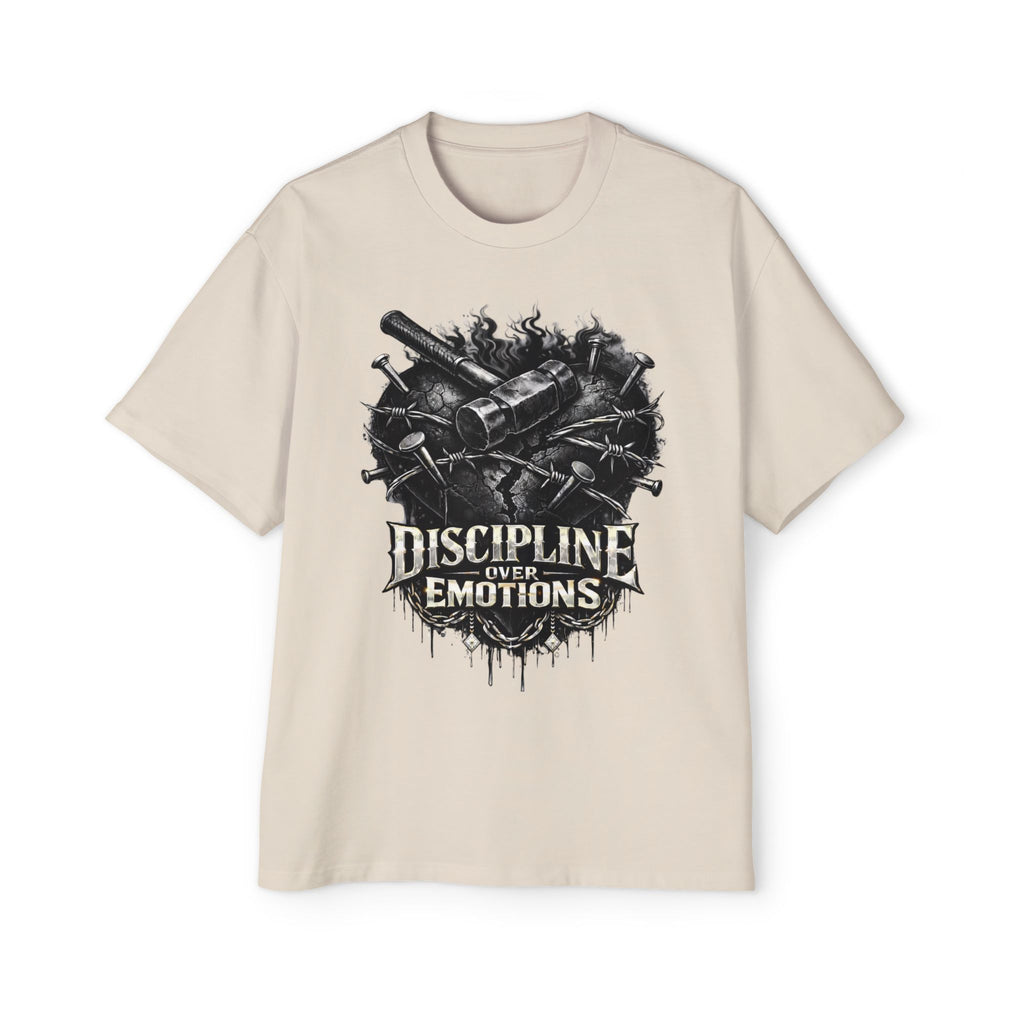 Oversized Discipline Over Emotions Graphic Tee (Black Heart) Printify