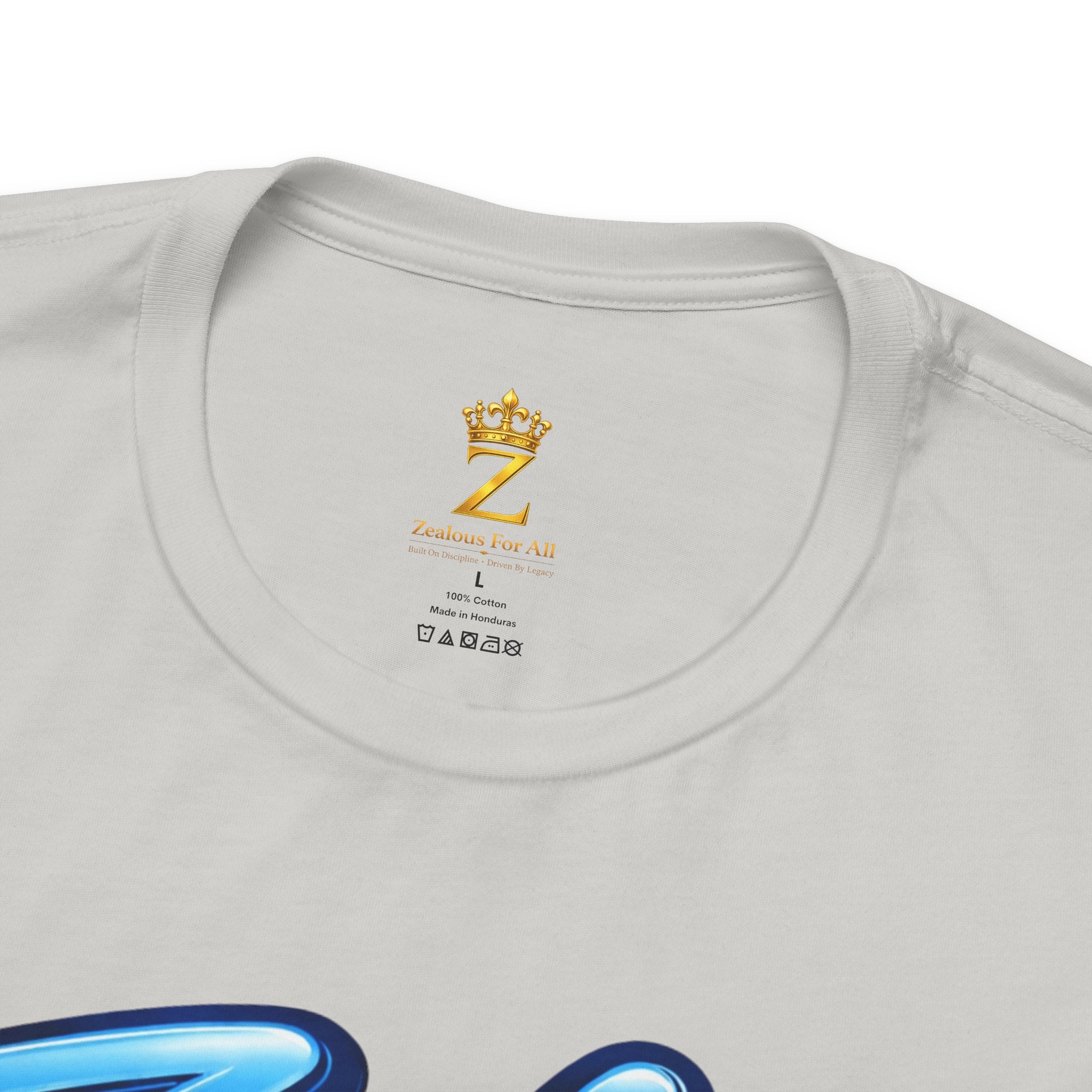 Zealous For All Graphic T-Shirt (Blue Logo) Printify