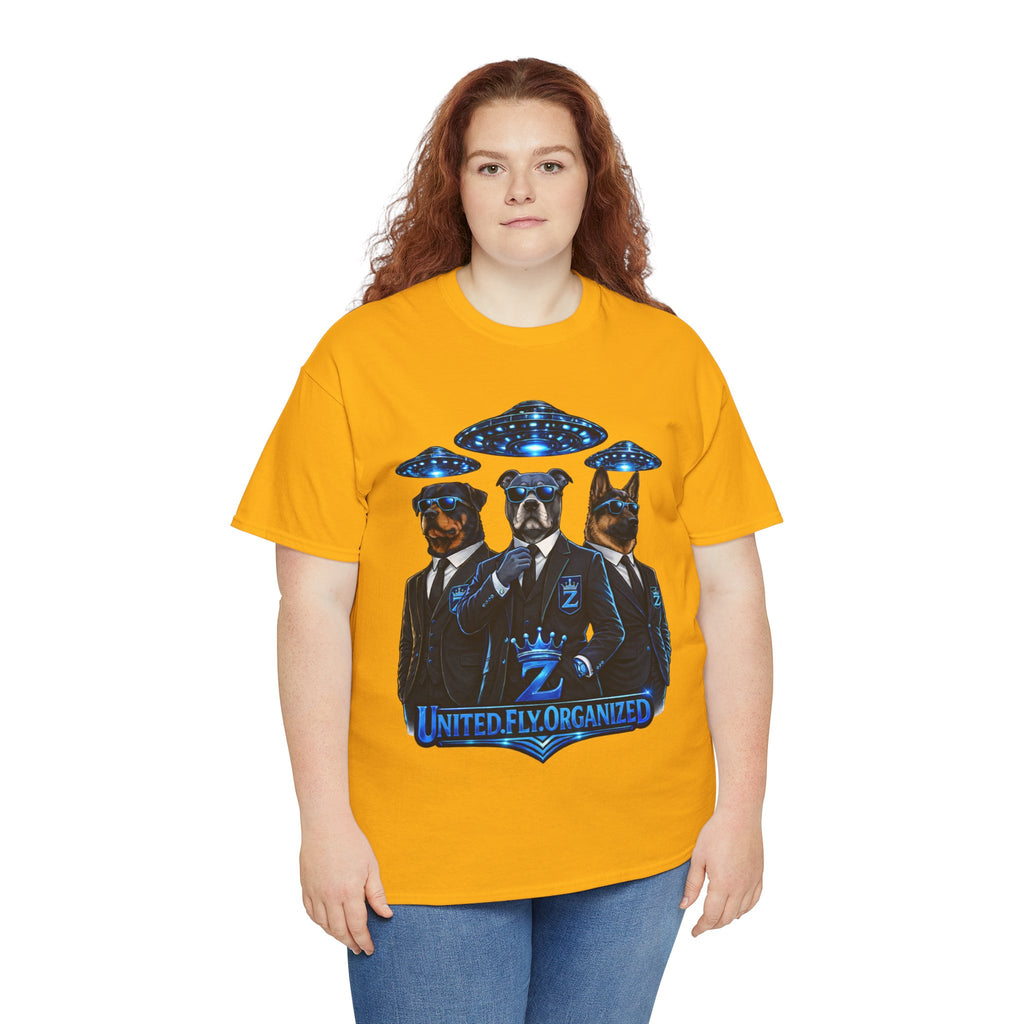 Adult "United. Fly. Organized." Graphic Tee (Blue) Printify