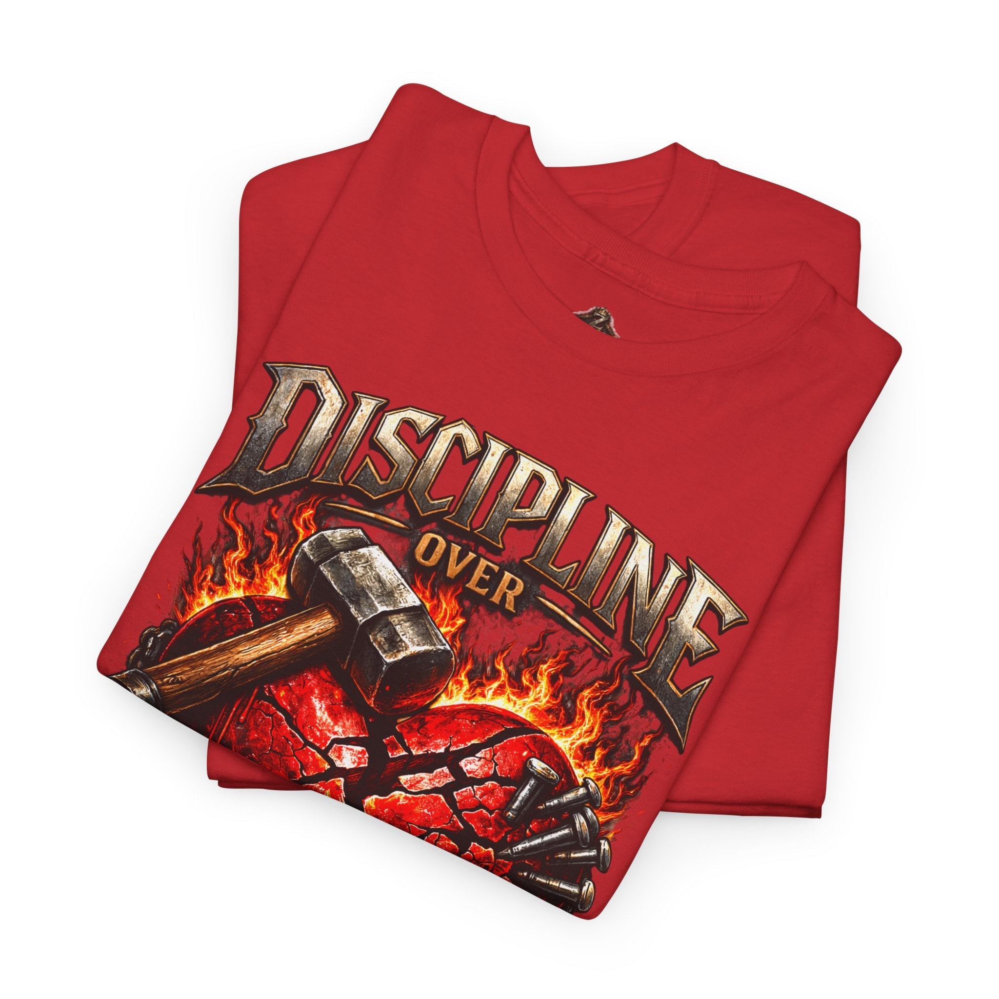 Discipline Over Emotions Graphic T-Shirt (Red Heart) Printify