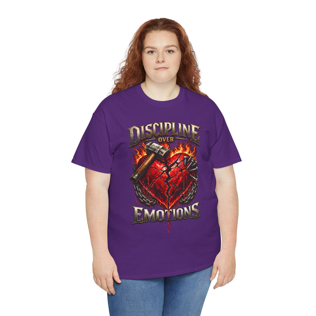 Discipline Over Emotions Graphic T-Shirt (Red Heart) Printify