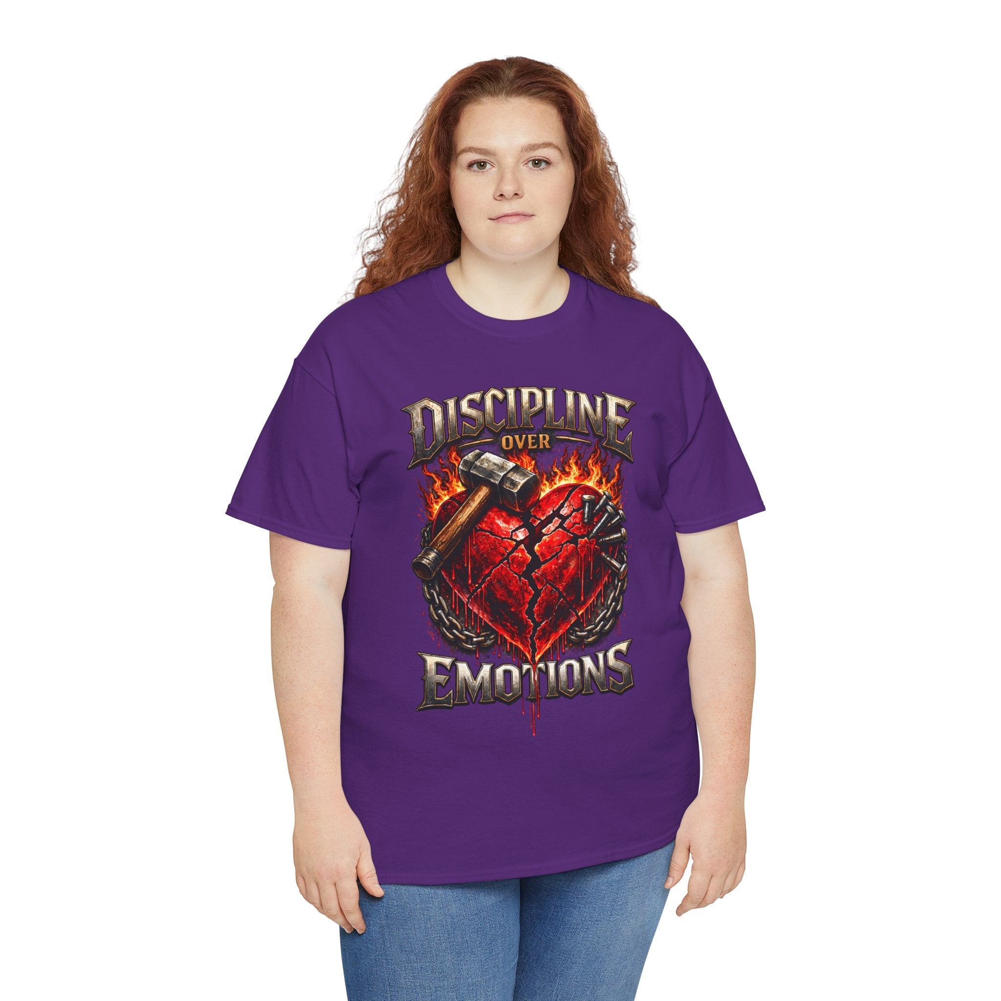 Discipline Over Emotions Graphic T-Shirt (Red Heart) Printify