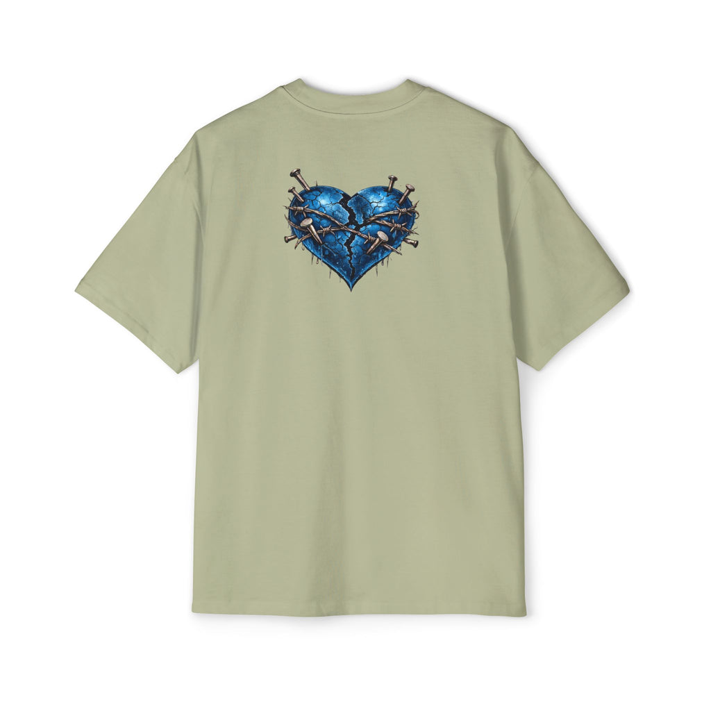 Oversized Discipline Over Emotions Graphic T-Shirt (Blue Heart) Printify