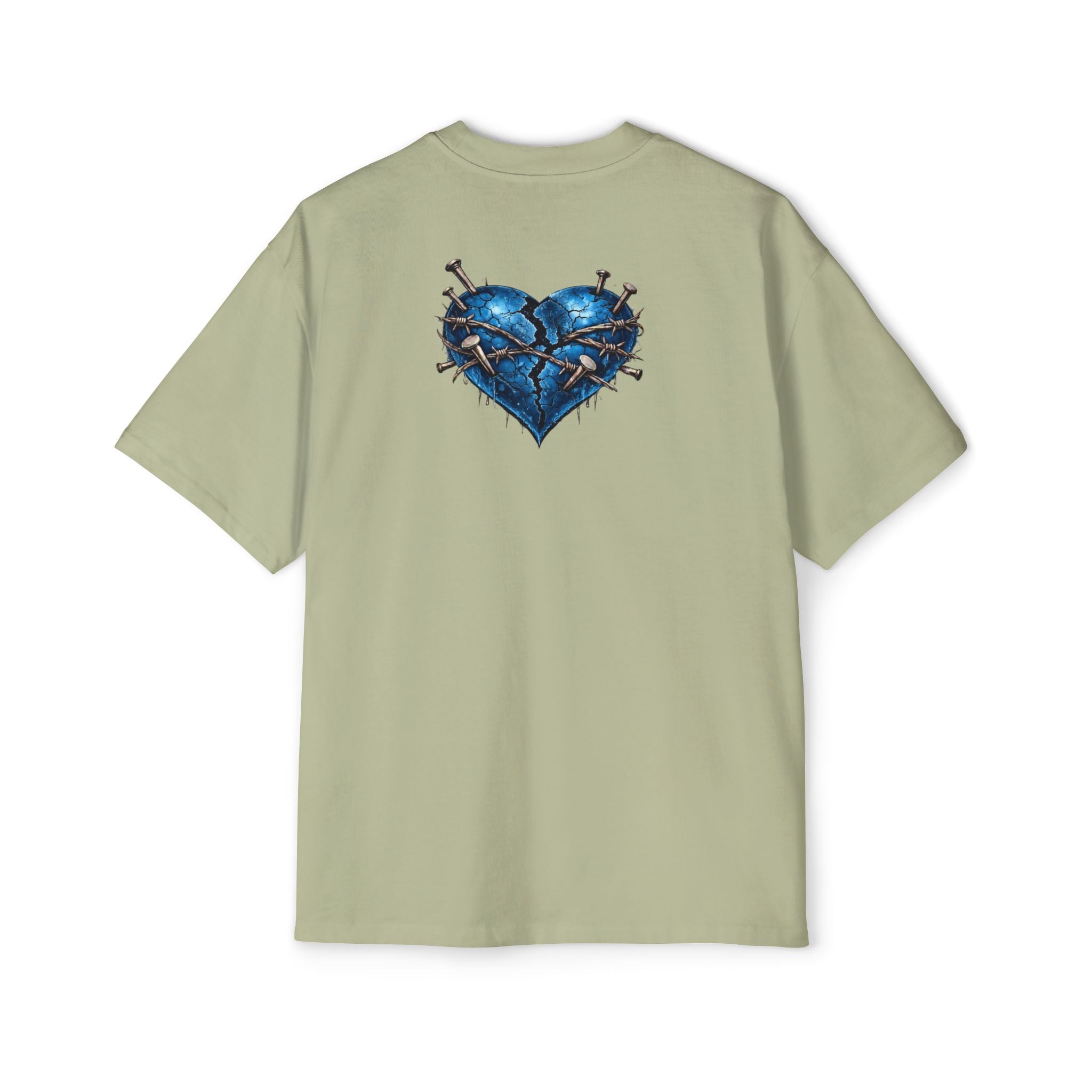 Oversized Discipline Over Emotions Graphic T-Shirt (Blue Heart) Printify