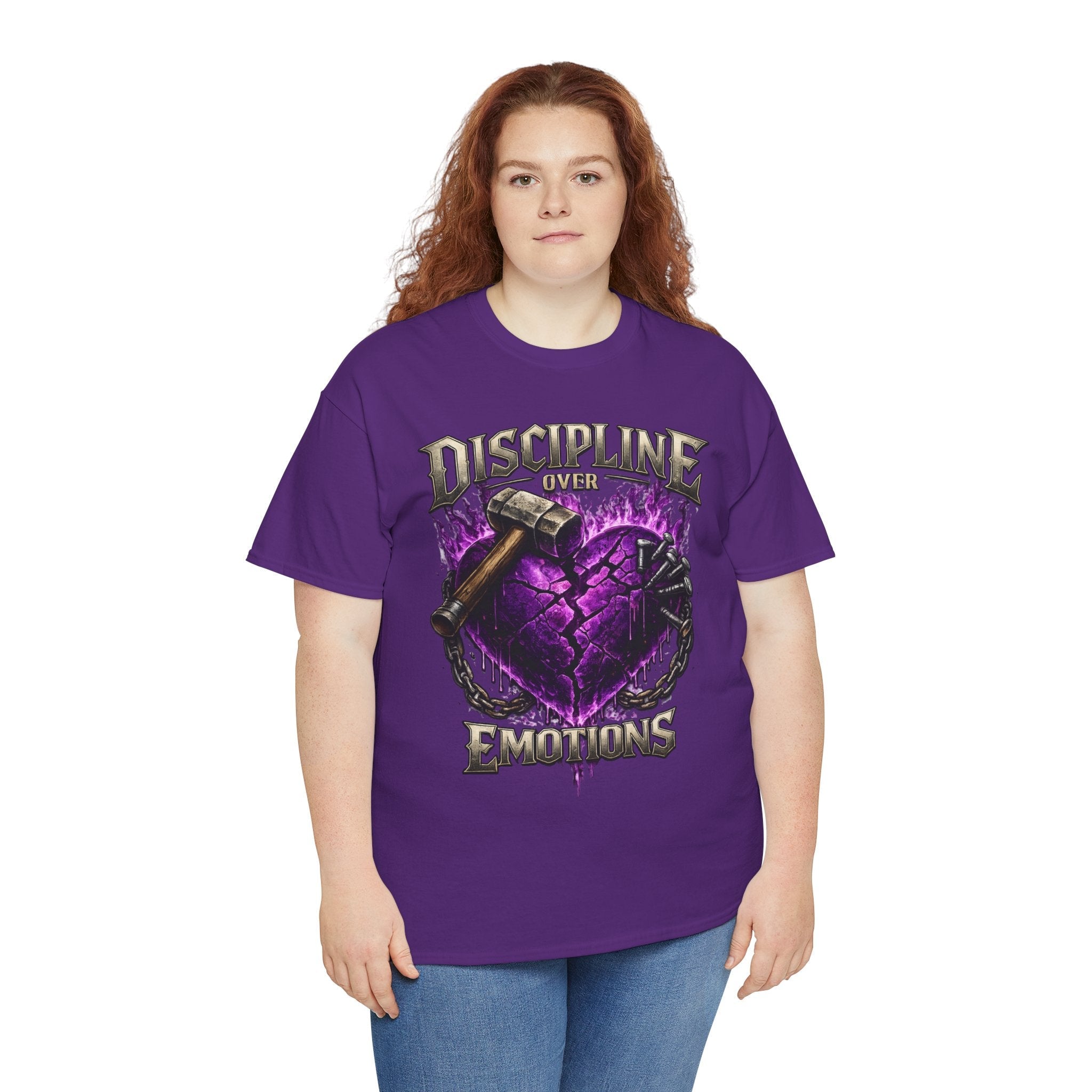Adult Discipline Over Emotions Graphic T-Shirt (Purple Heart)