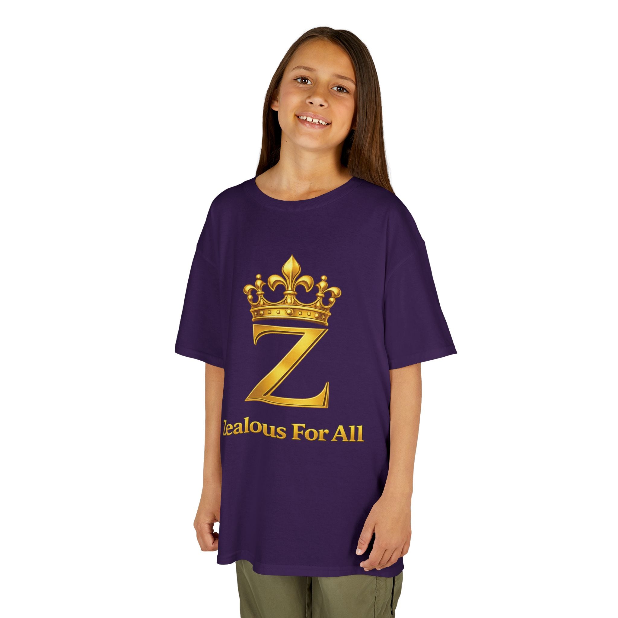 First Kids Zealous For All T-Shirt Drop 01 — Gold Logo Kids Tee Printify