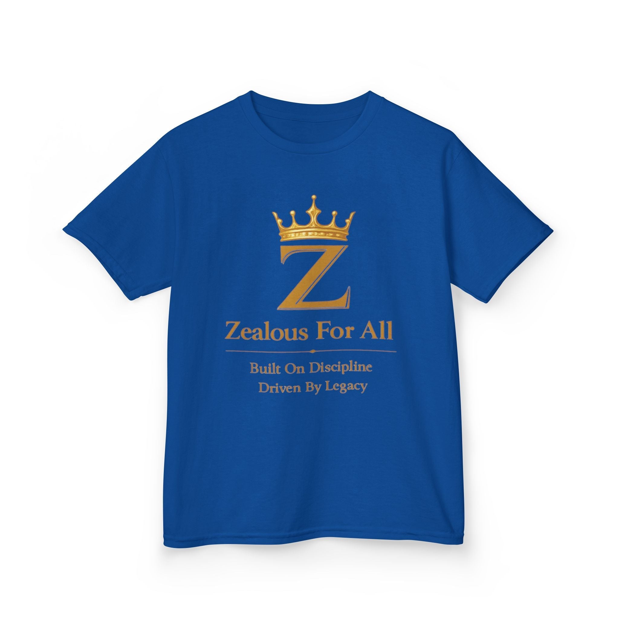 Kids Zealous For All T-Shirt Drop 01 — Gold Logo Kids Tee Printify