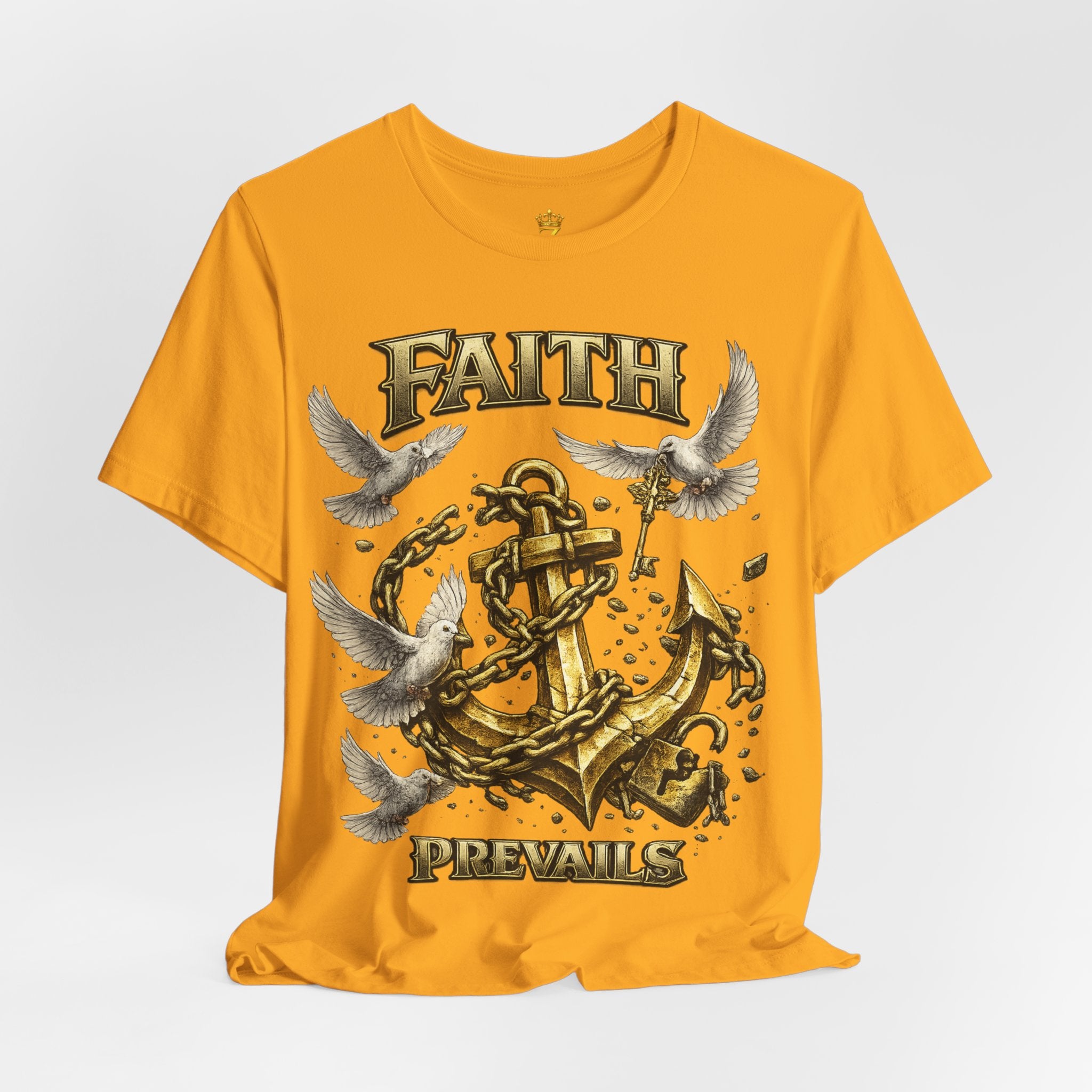 Faith Prevails T‑Shirt (Gold Anchor) Printify