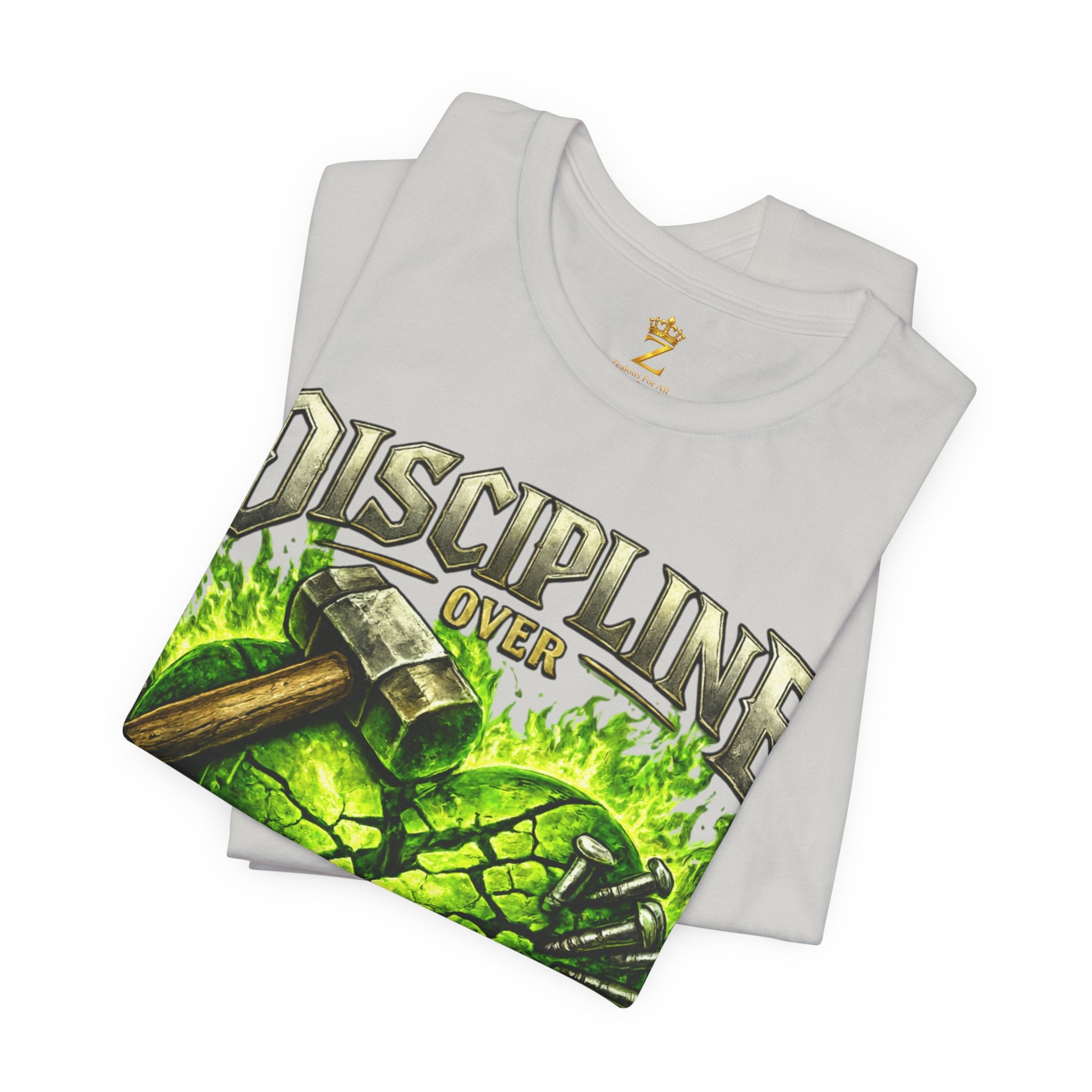 Discipline Over Emotions Premium Graphic T-Shirt (Lime Green Heart) Printify