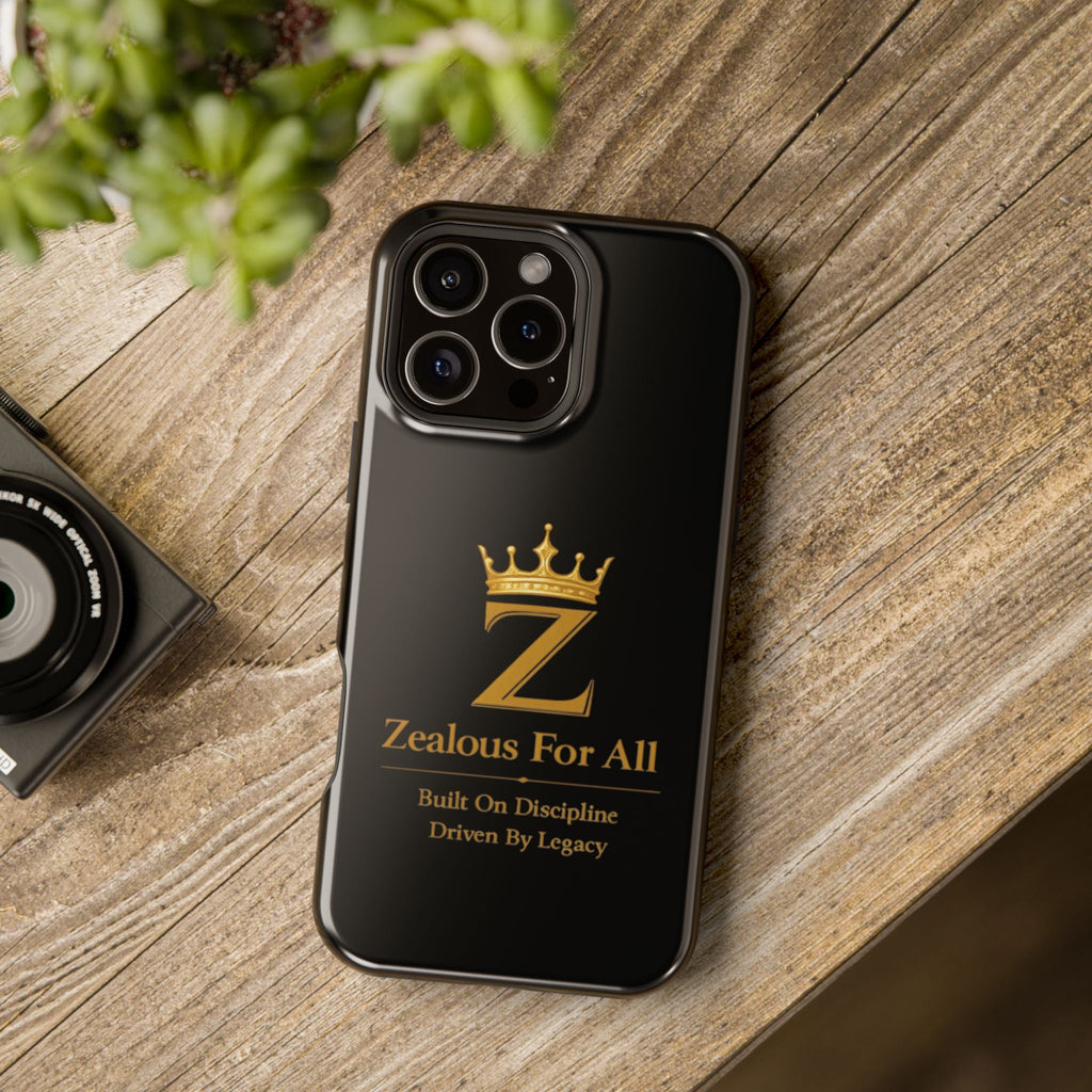 Phone Case — "Zealous For All" Gold Crown Impact-Resistant Case Printify