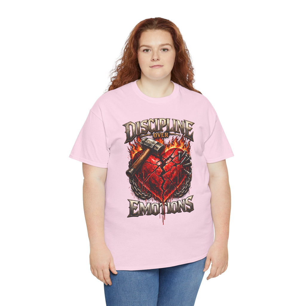 Discipline Over Emotions Graphic T-Shirt (Red Heart) Printify