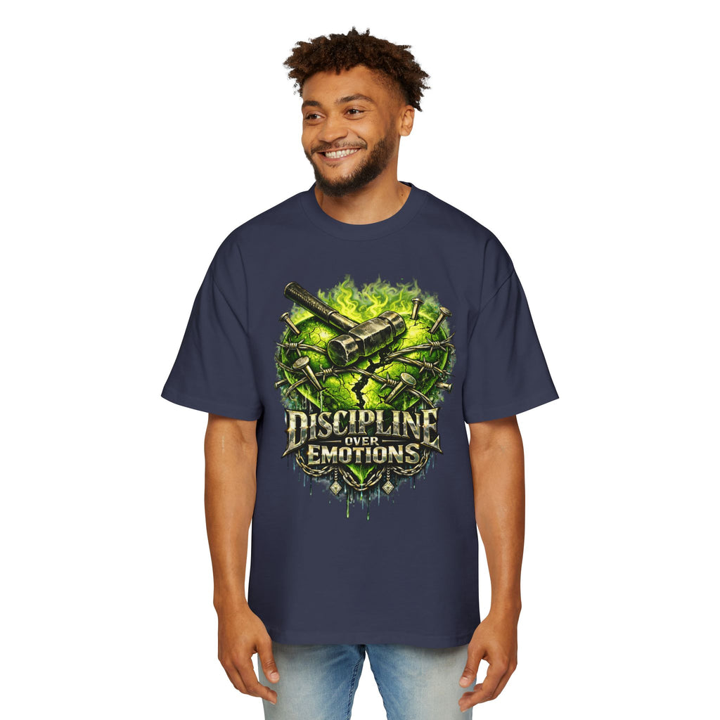 Oversized Discipline Over Emotions Graphic Tee (Green Heart) Printify