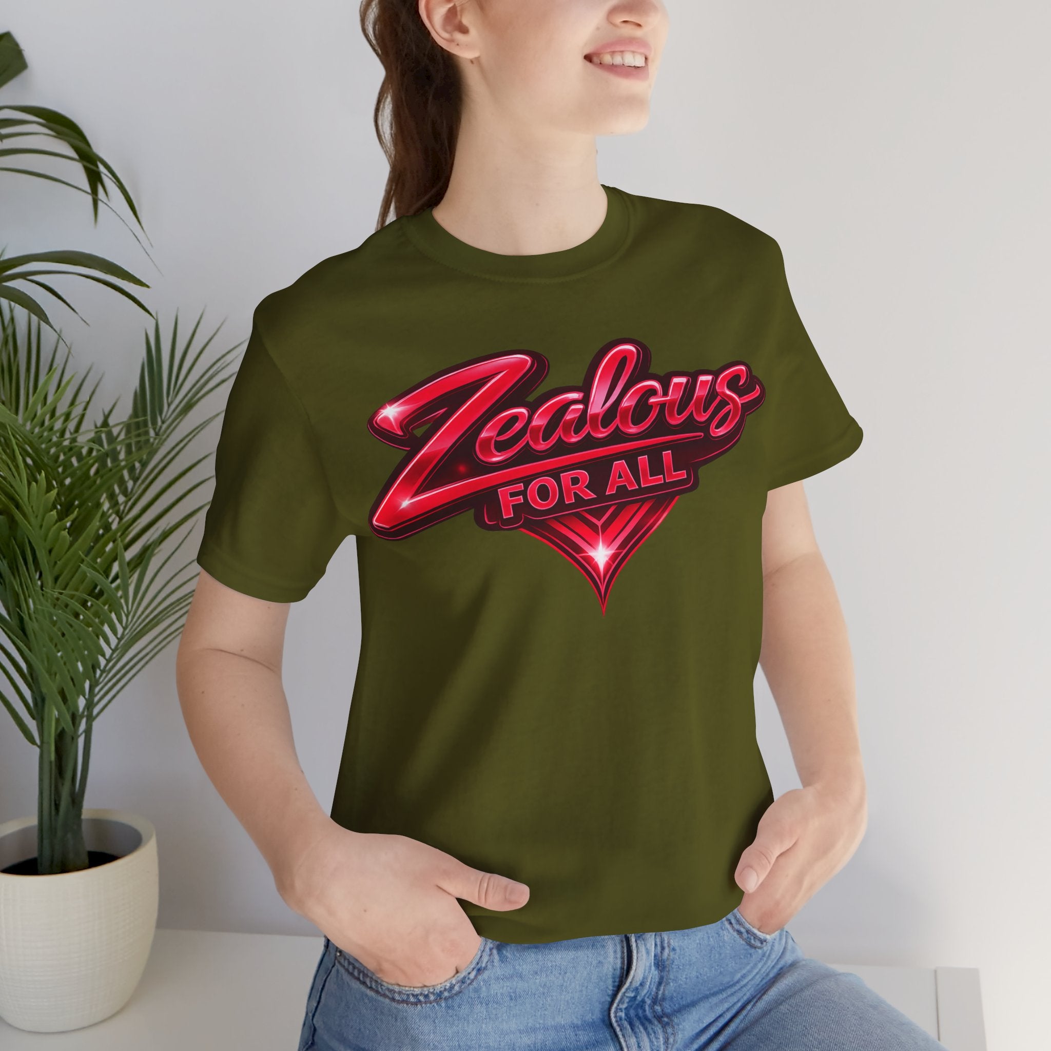 Zealous For All Graphic T-Shirt (Red Logo) Printify