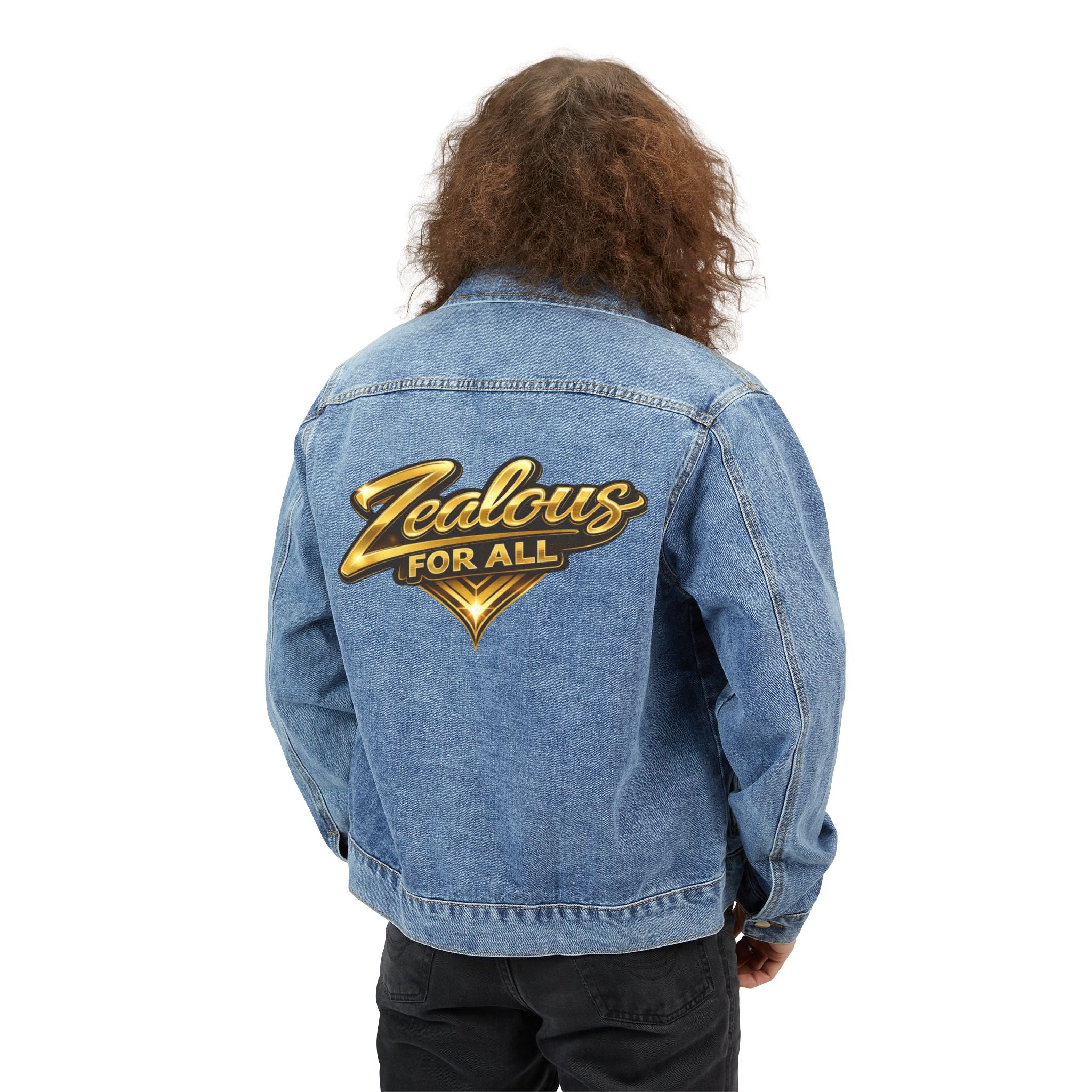 Premium Denim Jacket — 'Zealous For All' Graphic Jean Jacket Printify