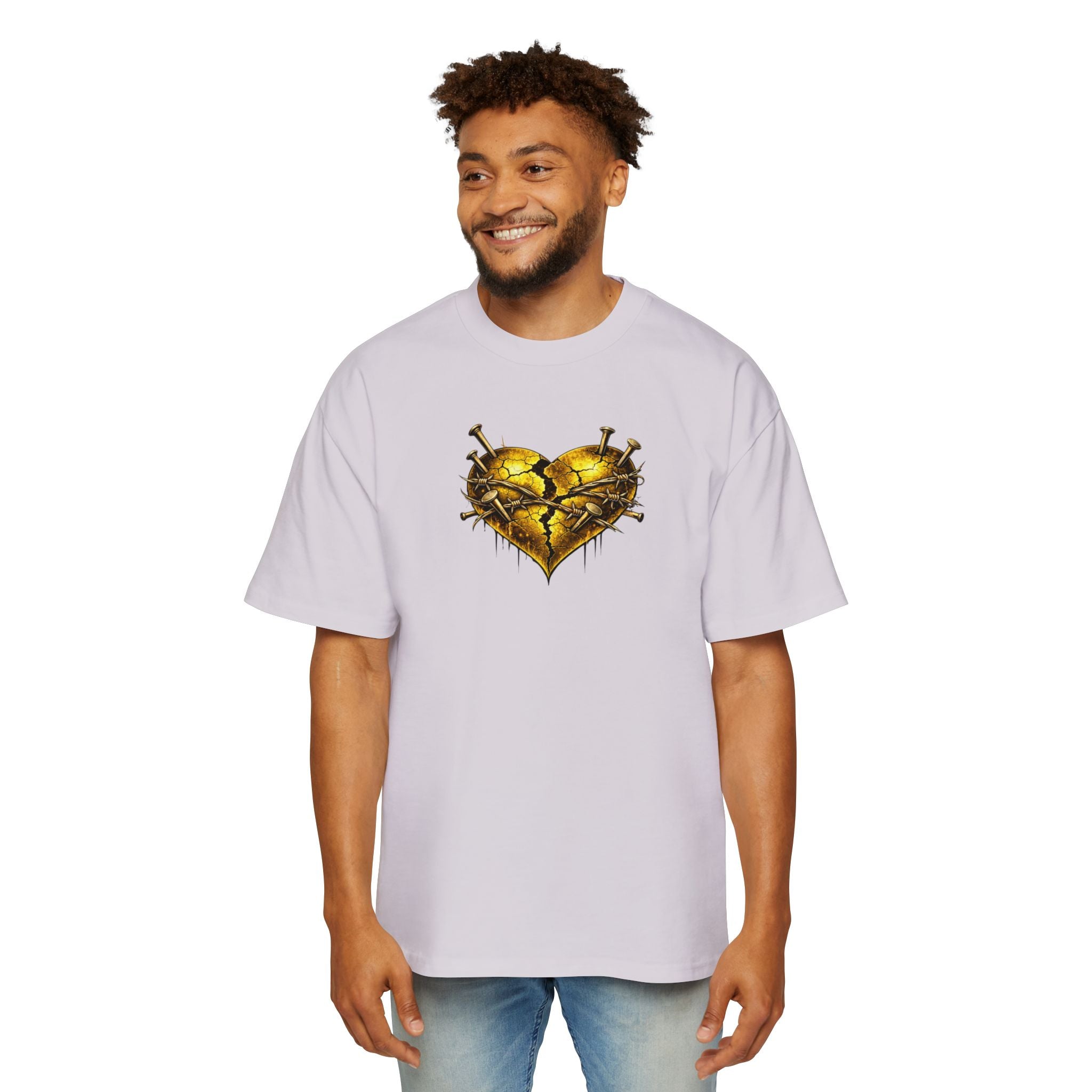 Oversized Discipline Over Emotions (Back) Graphic Tee (Gold Heart) Printify