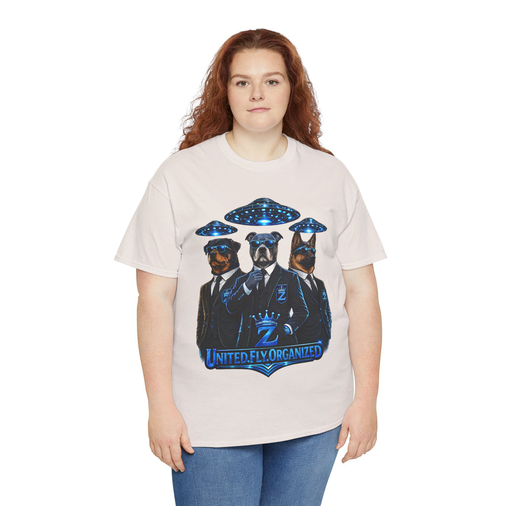Adult "United. Fly. Organized." Graphic Tee (Blue) Printify