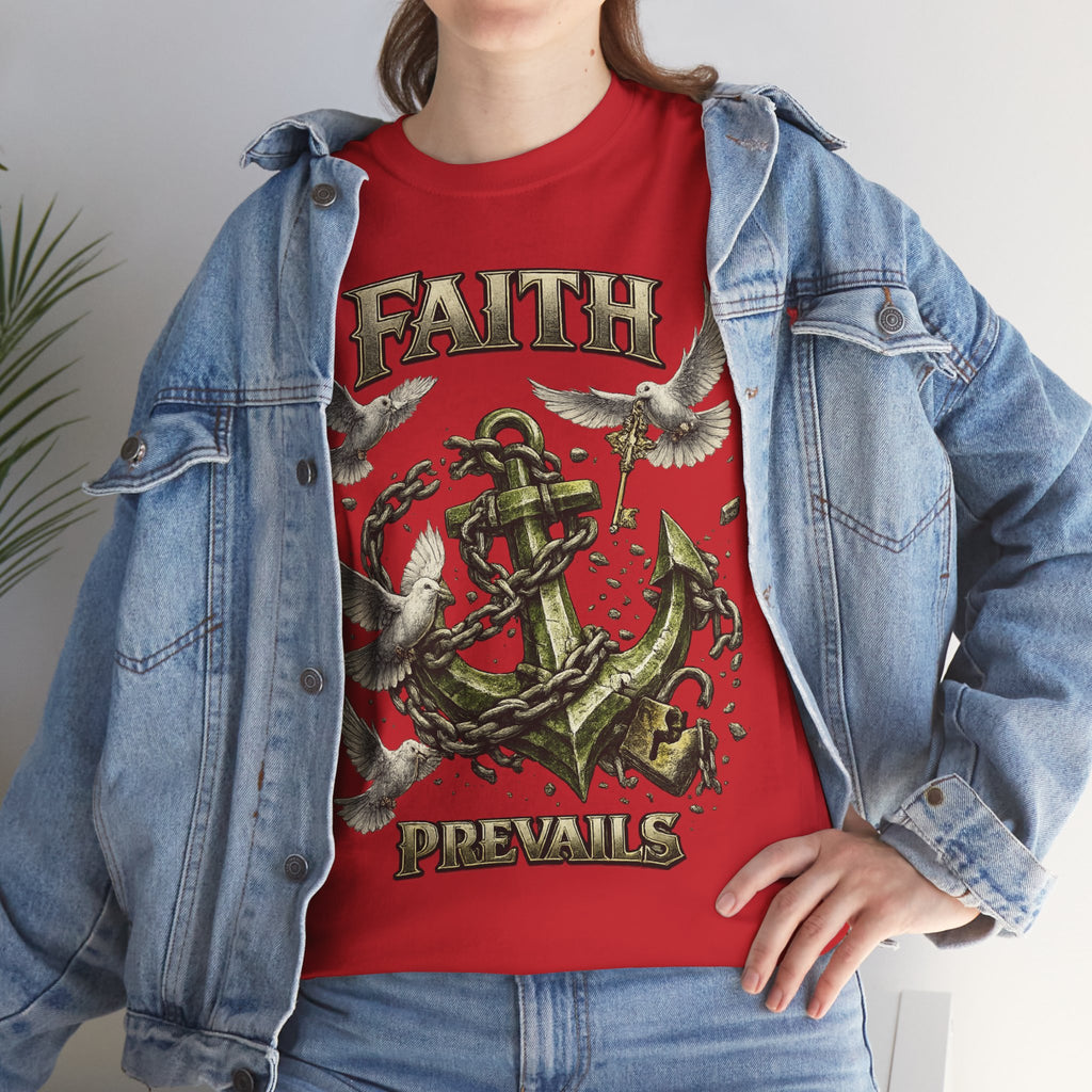 Adult Faith Prevails Anchor T-Shirt (Green Anchor) Printify
