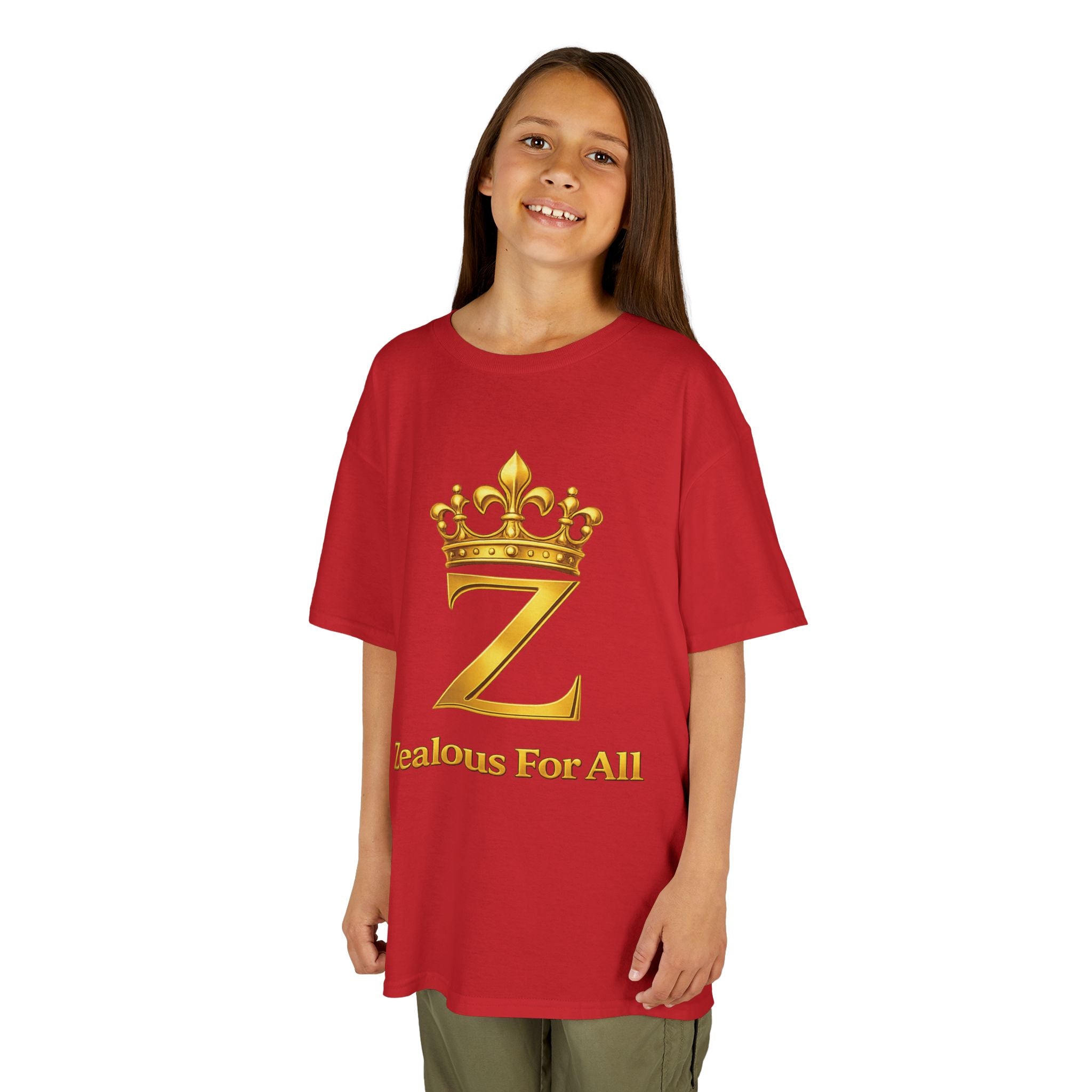 First Kids Zealous For All T-Shirt Drop 01 — Gold Logo Kids Tee Printify