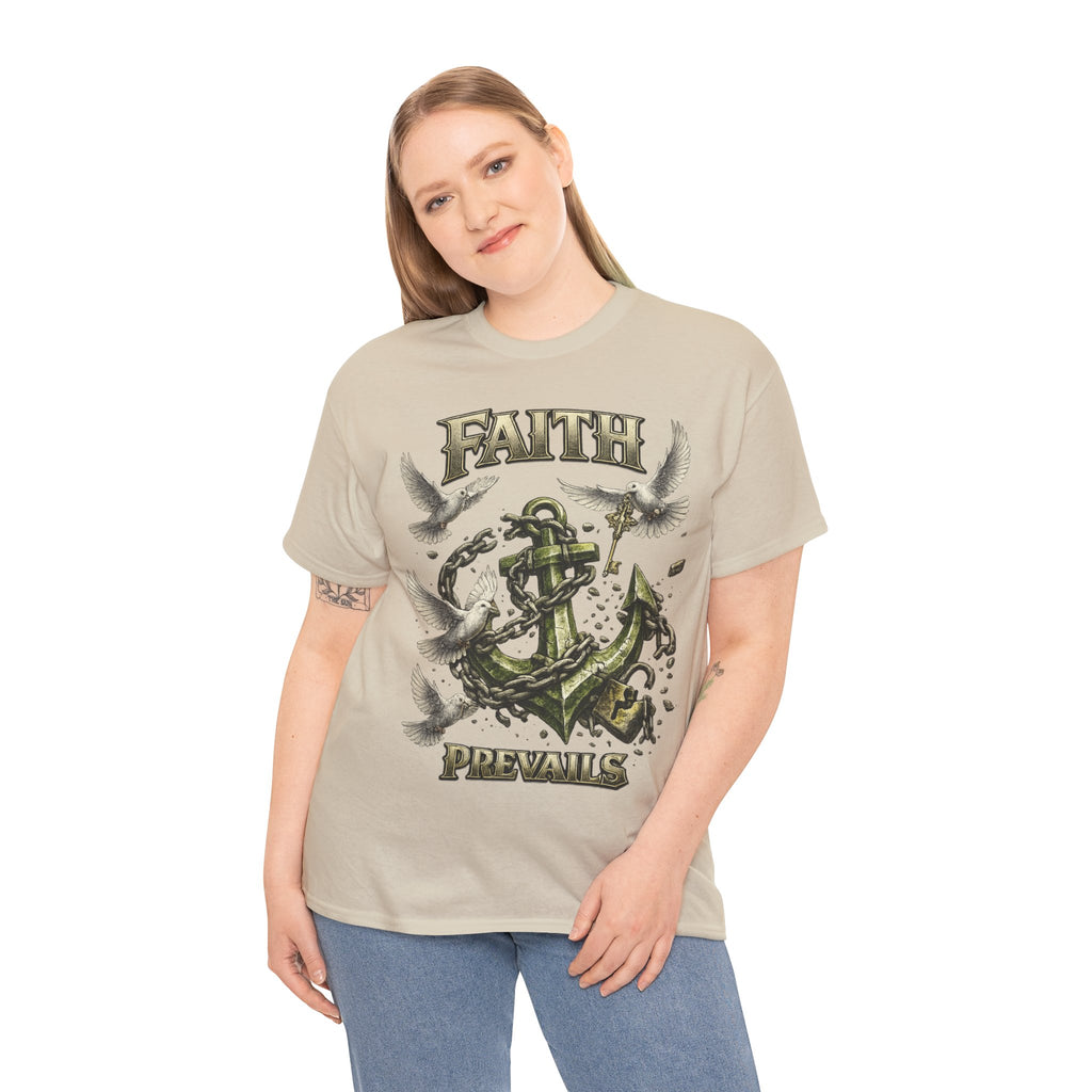 Adult Faith Prevails Anchor T-Shirt (Green Anchor) Printify