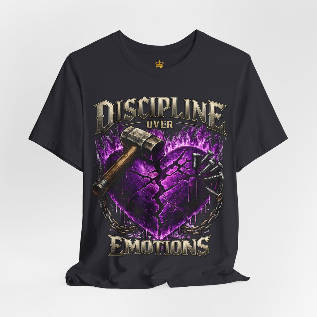 Discipline Over Emotions Premium Graphic T-Shirt (Purple Heart) Printify