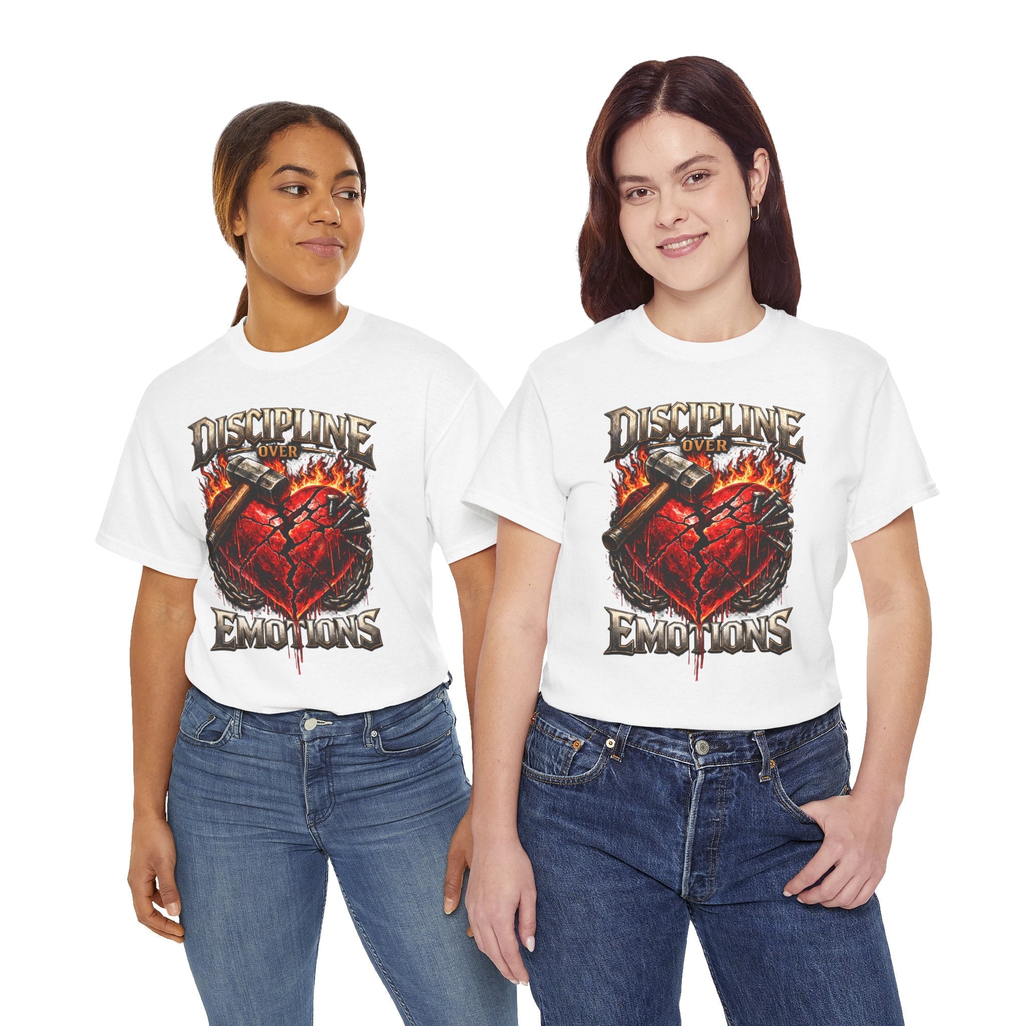 Discipline Over Emotions Graphic T-Shirt (Red Heart) Printify