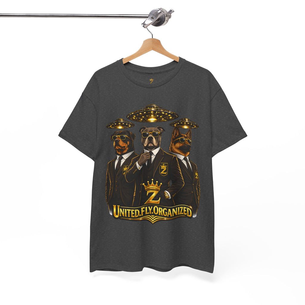 Adult "United. Fly. Organized." Graphic Tee (Gold) Printify