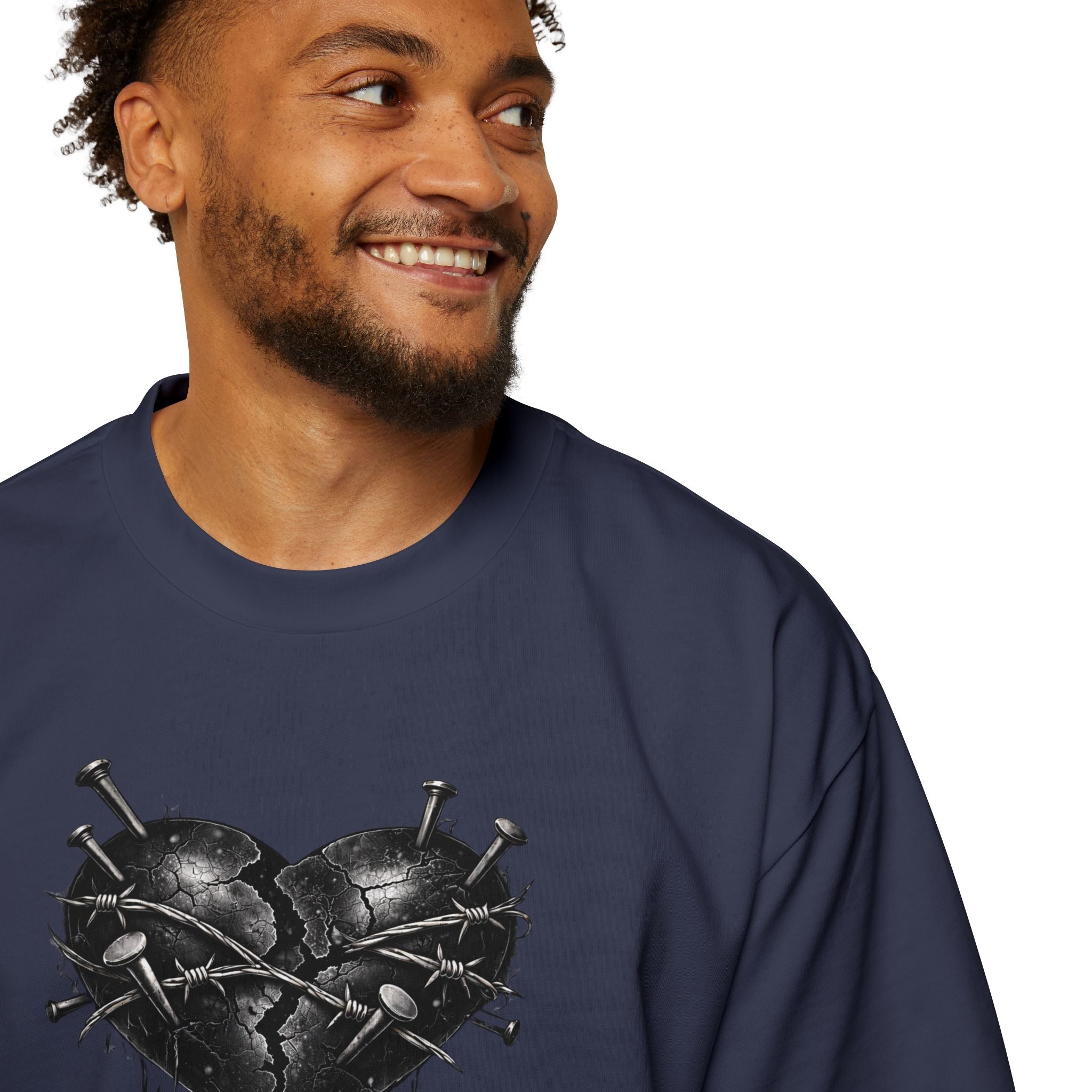 Oversized Discipline Over Emotions (Back) Graphic Tee (Black Heart) Printify
