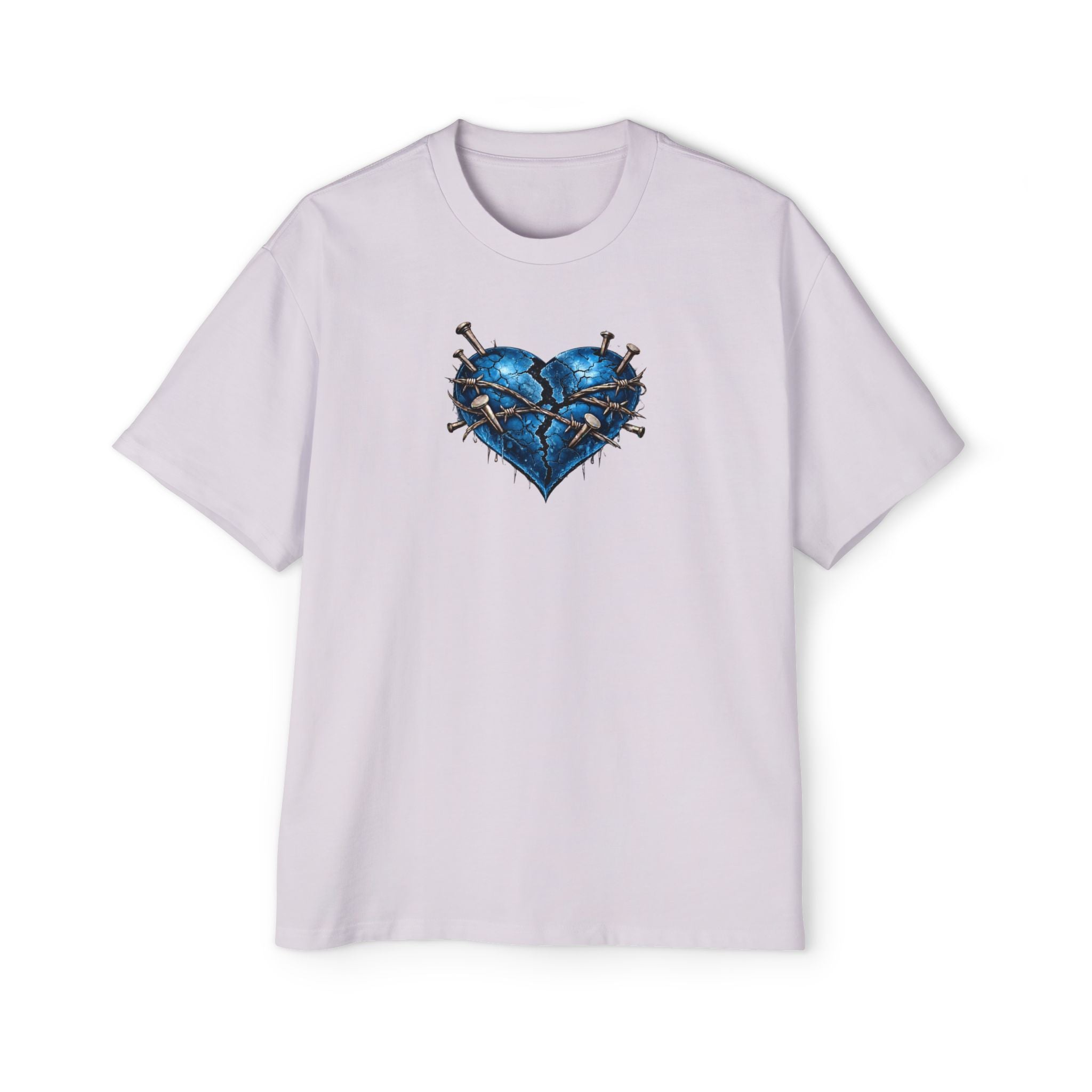 Oversized Discipline Over Emotions (Back) Graphic Tee (Blue Heart) Printify