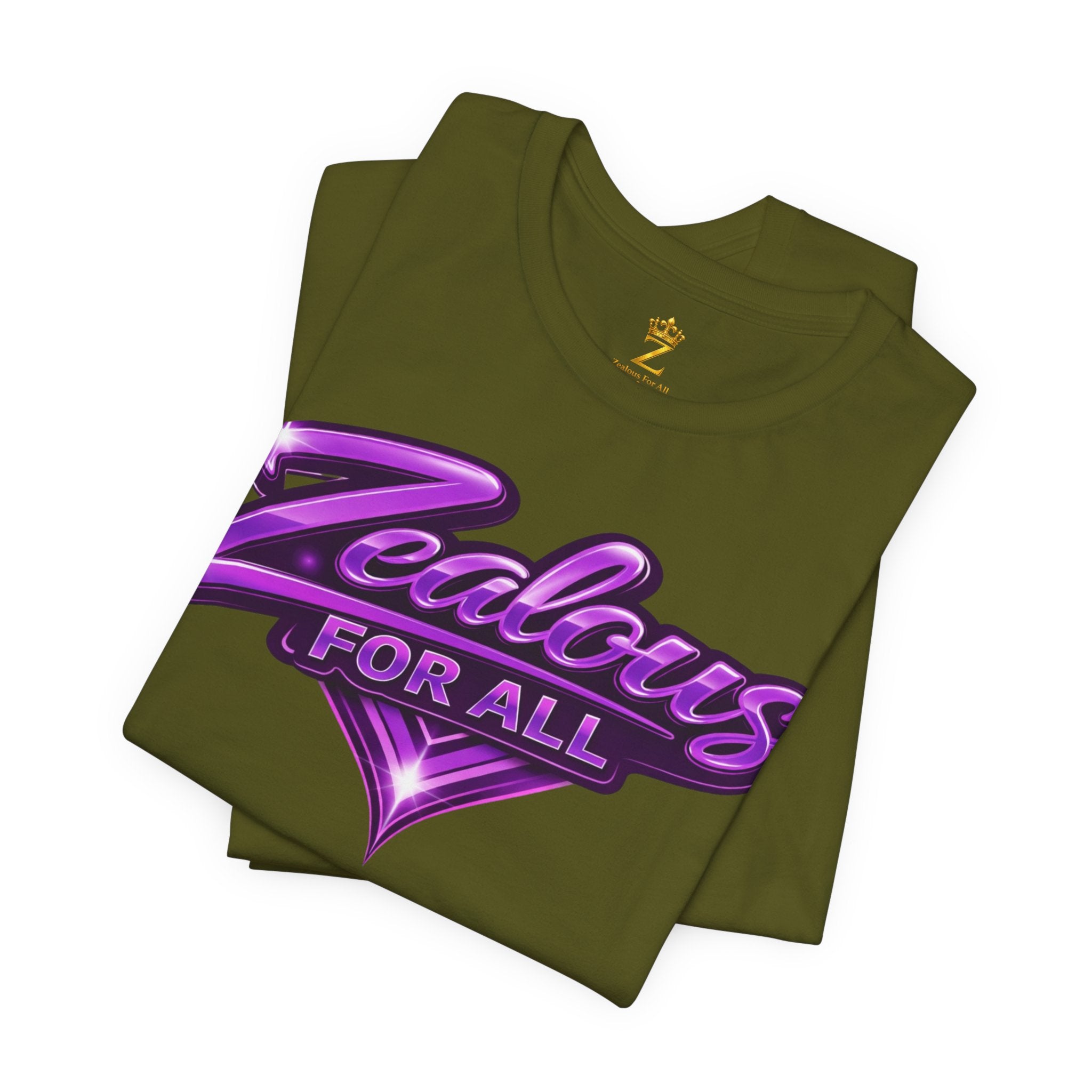 Zealous For All Graphic T-Shirt (Purple Logo) Printify