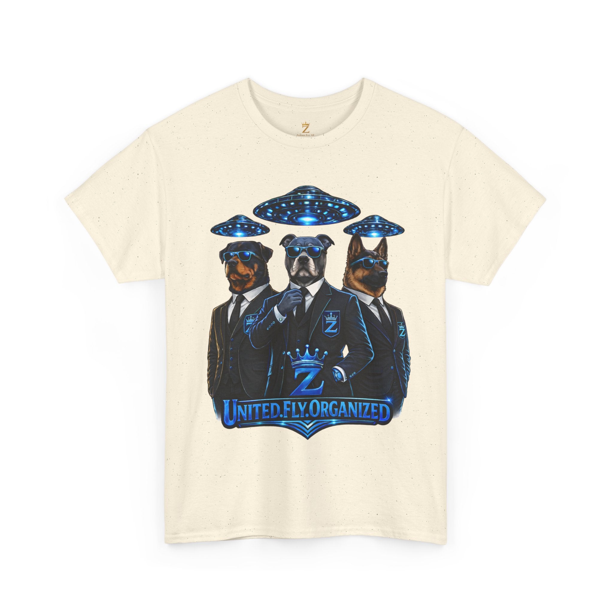 Adult "United. Fly. Organized." Graphic Tee (Blue) Printify