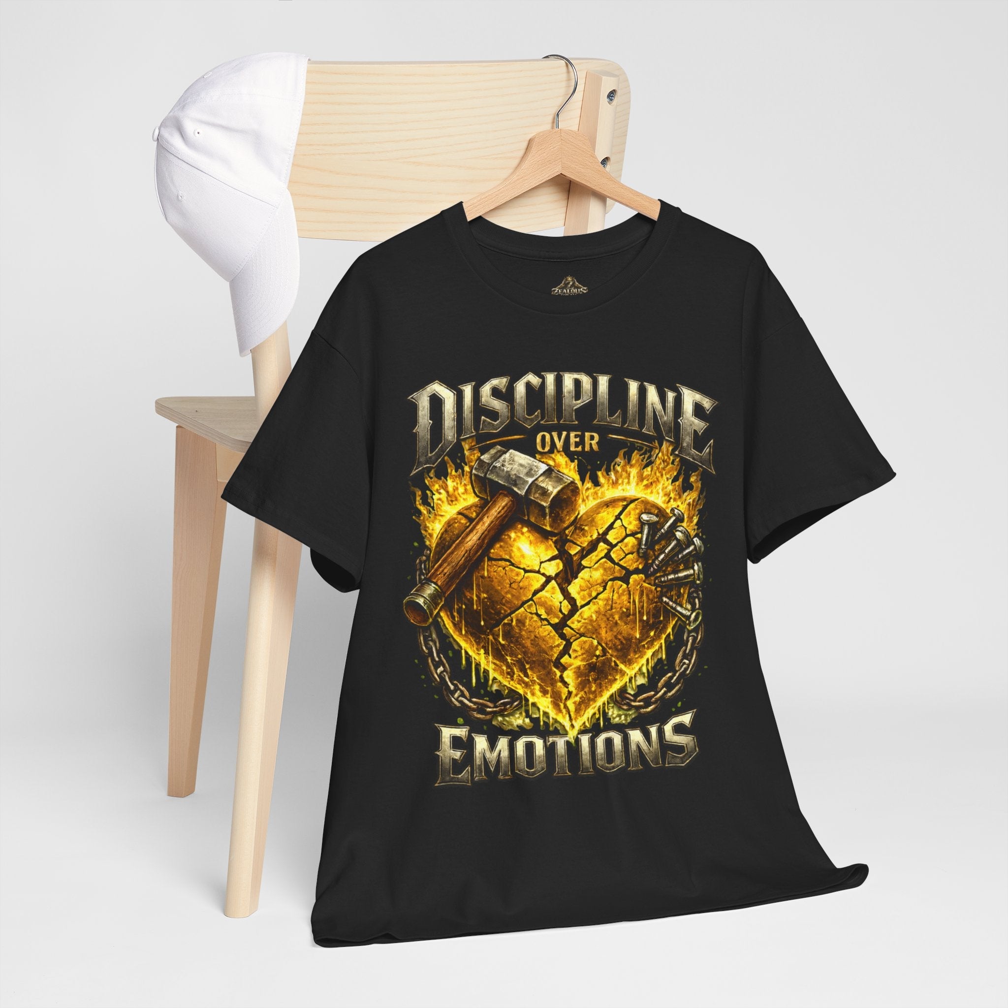 Adult Discipline Over Emotions Graphic T-Shirt (Gold Heart)