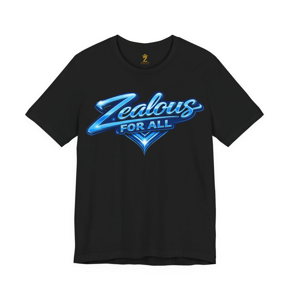Zealous For All Graphic T-Shirt (Blue Logo) Printify
