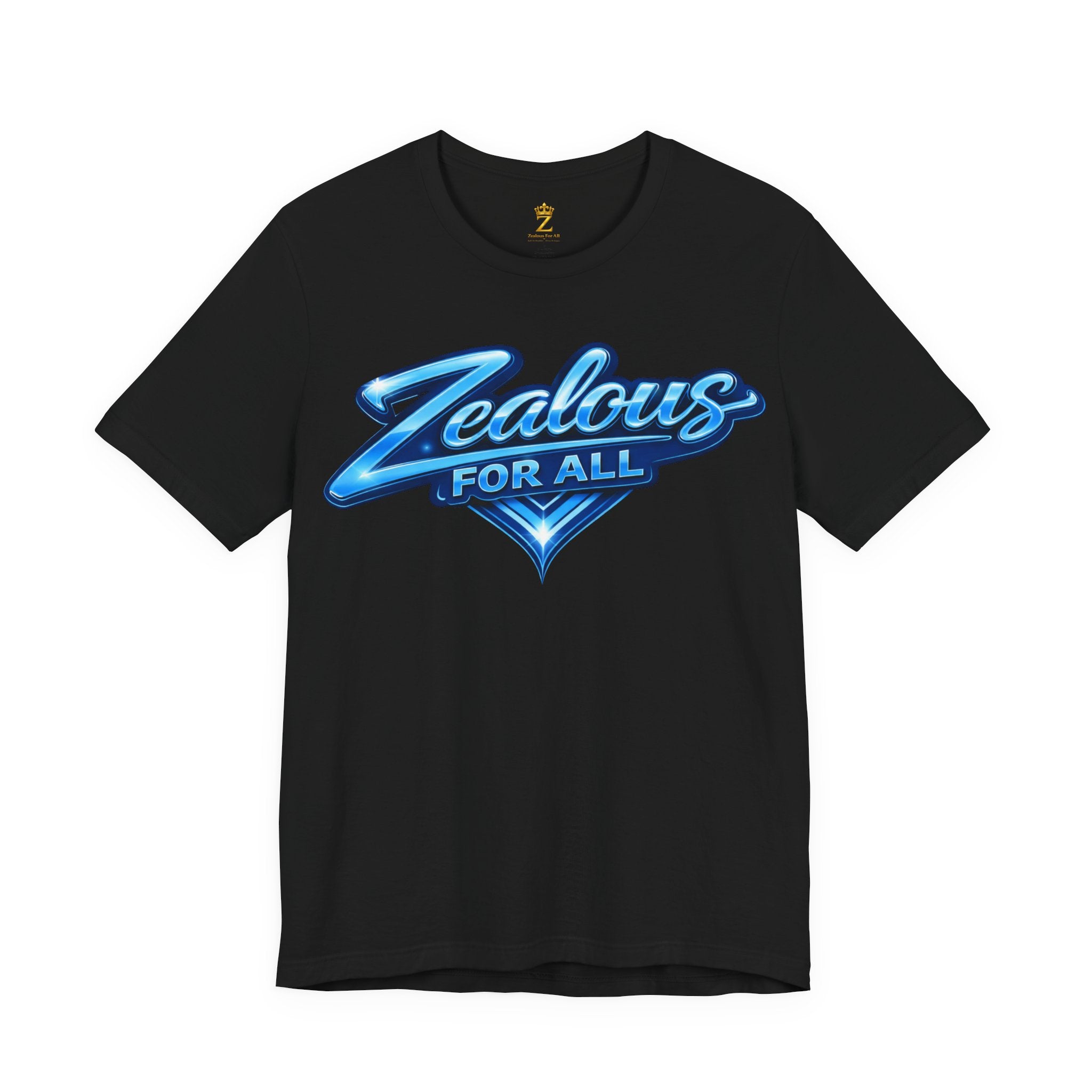 Zealous For All Graphic T-Shirt (Blue Logo) Printify