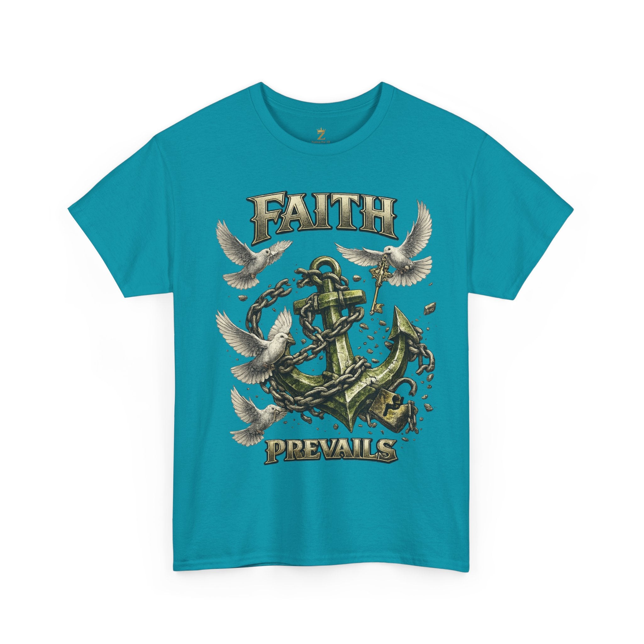 Adult Faith Prevails Anchor T-Shirt (Green Anchor) Printify