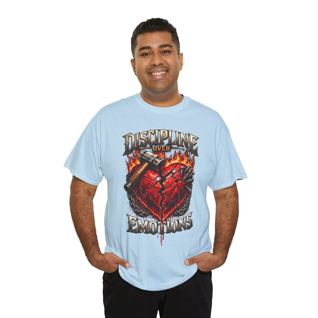 Discipline Over Emotions Graphic T-Shirt (Red Heart) Printify