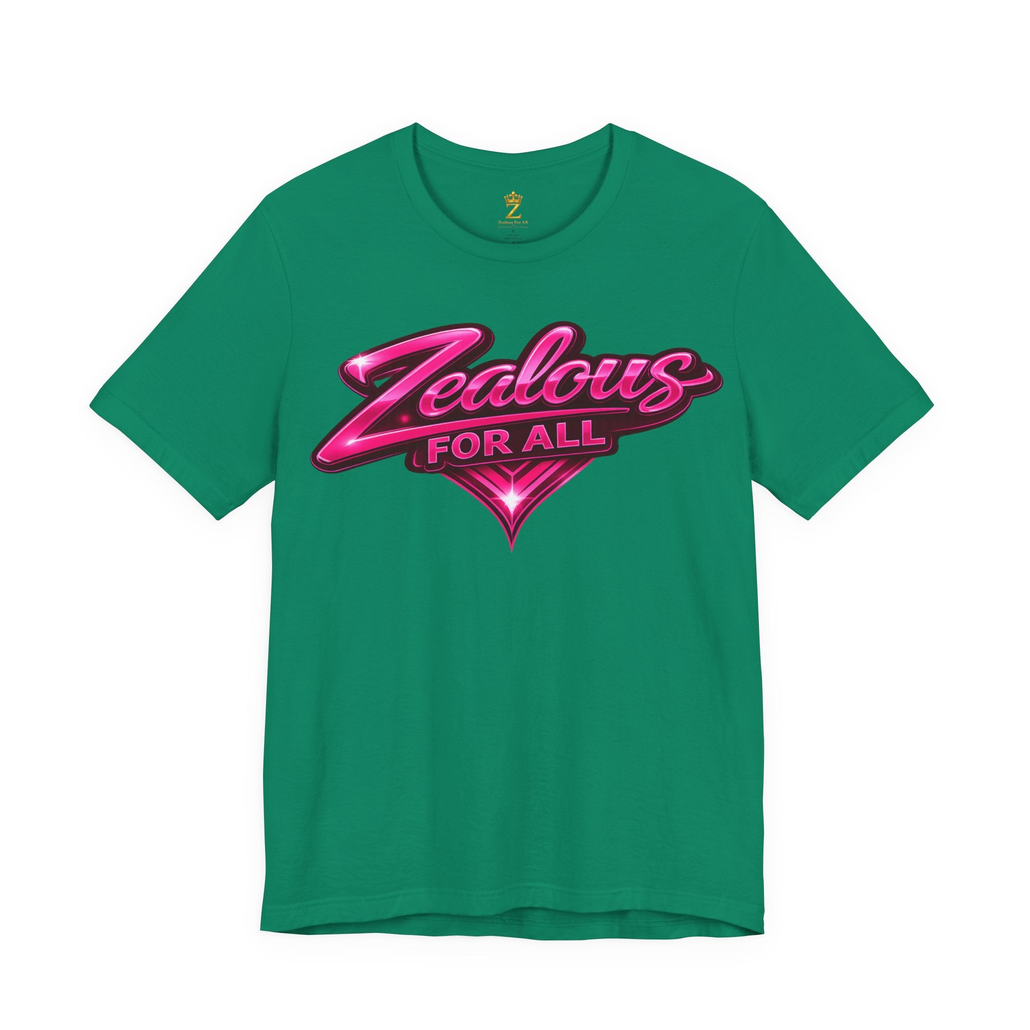 Zealous For All Graphic T-Shirt (Hot Pink Logo) Printify